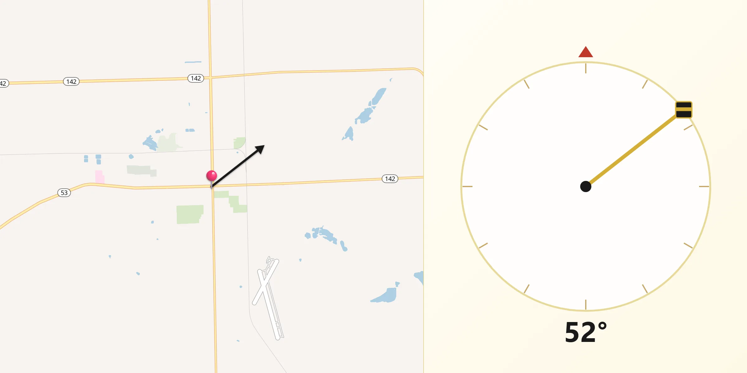 Qibla Direction from Bad Axe