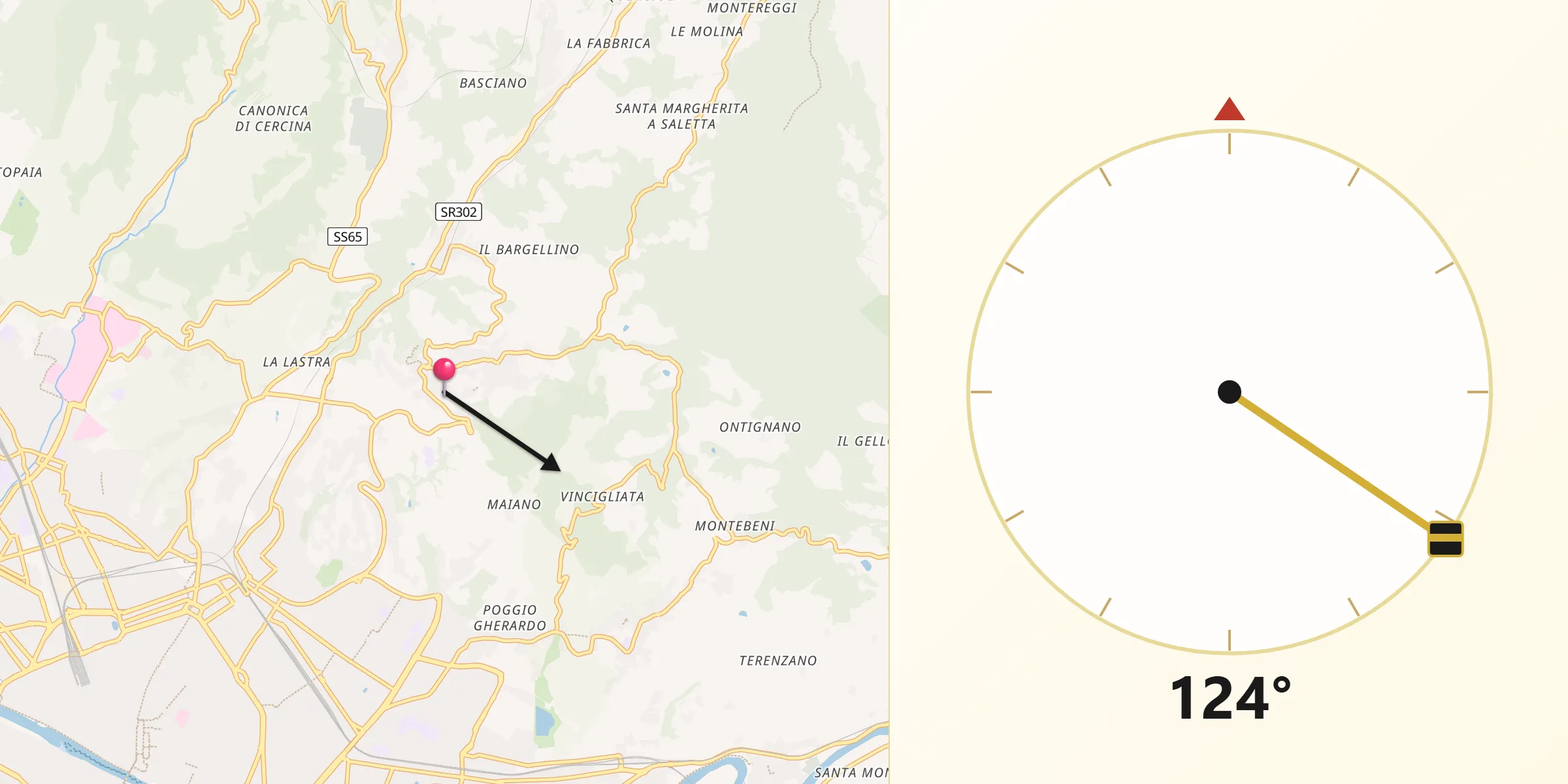 Direzione della Qibla da Fiesole