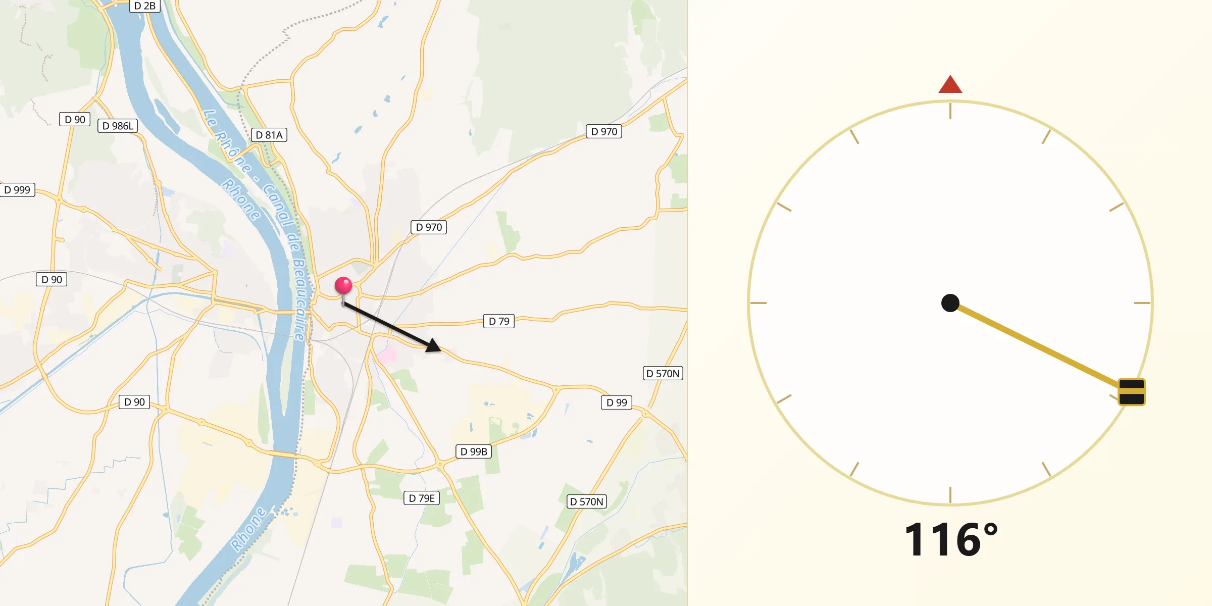 Direction vers la Qibla depuis Tarascon