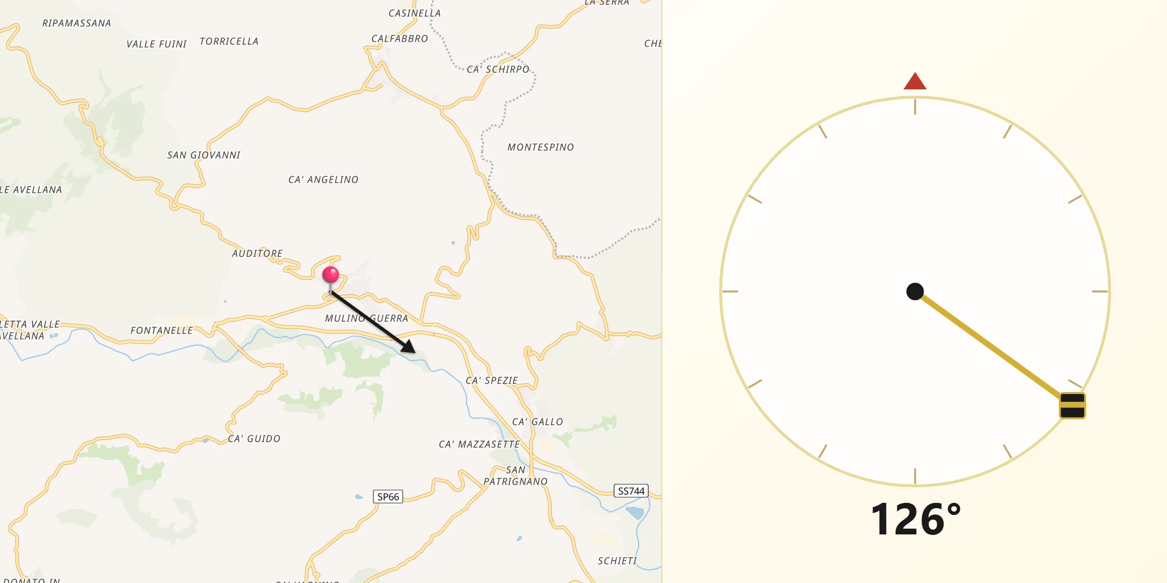 Direzione della Qibla da Casinina