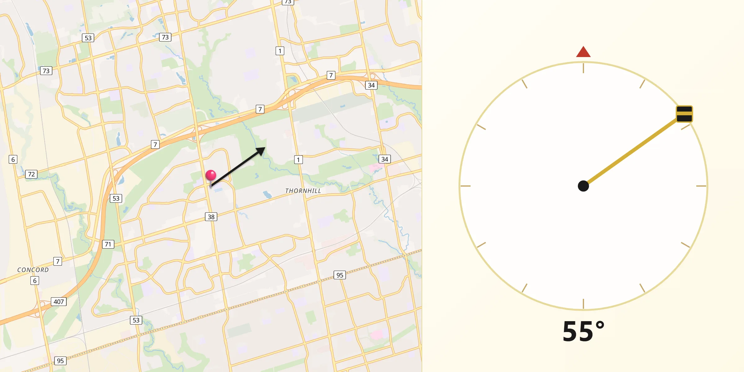 Qibla Direction from Thornhill