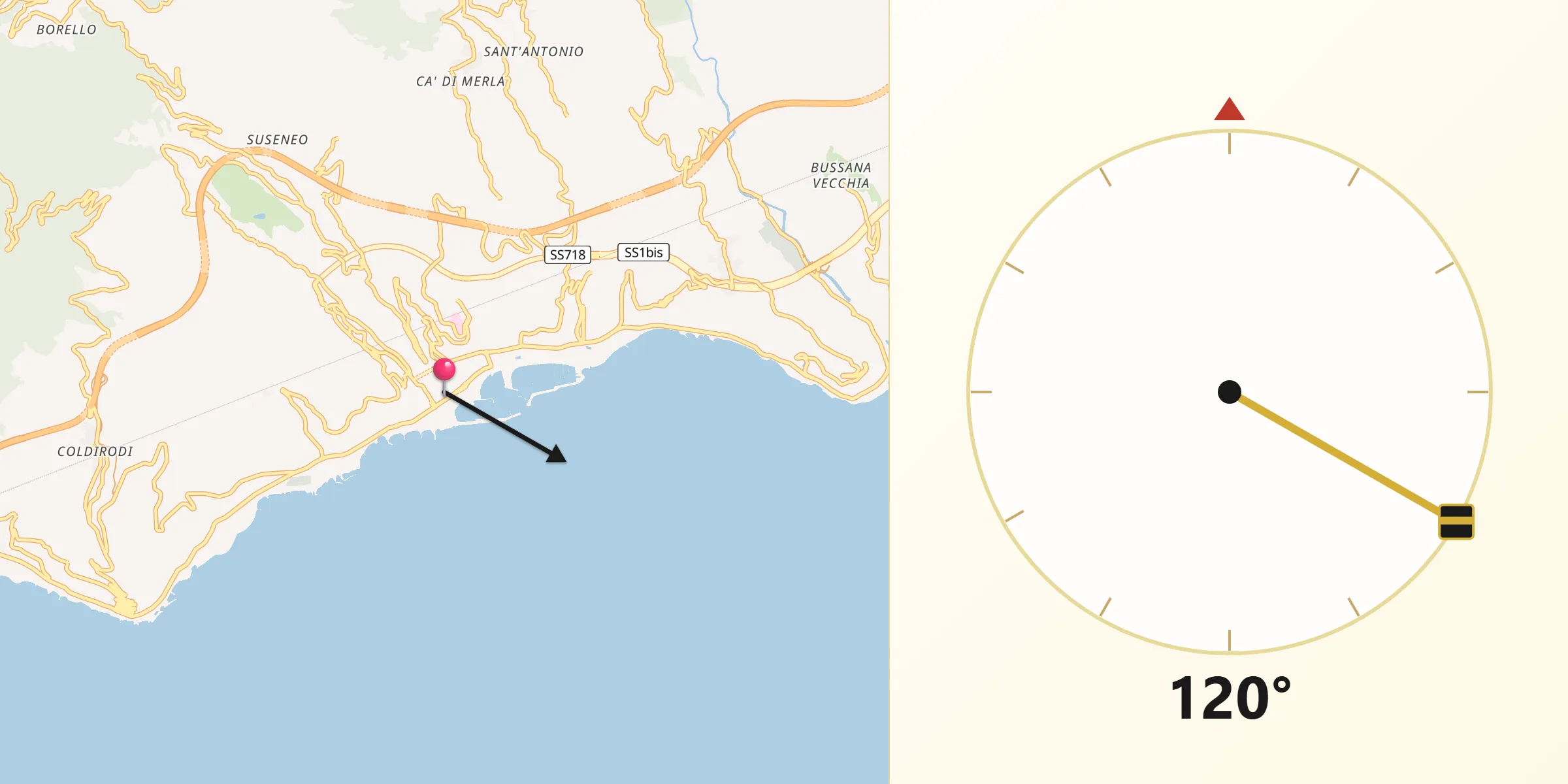 Direzione della Qibla da San Remo