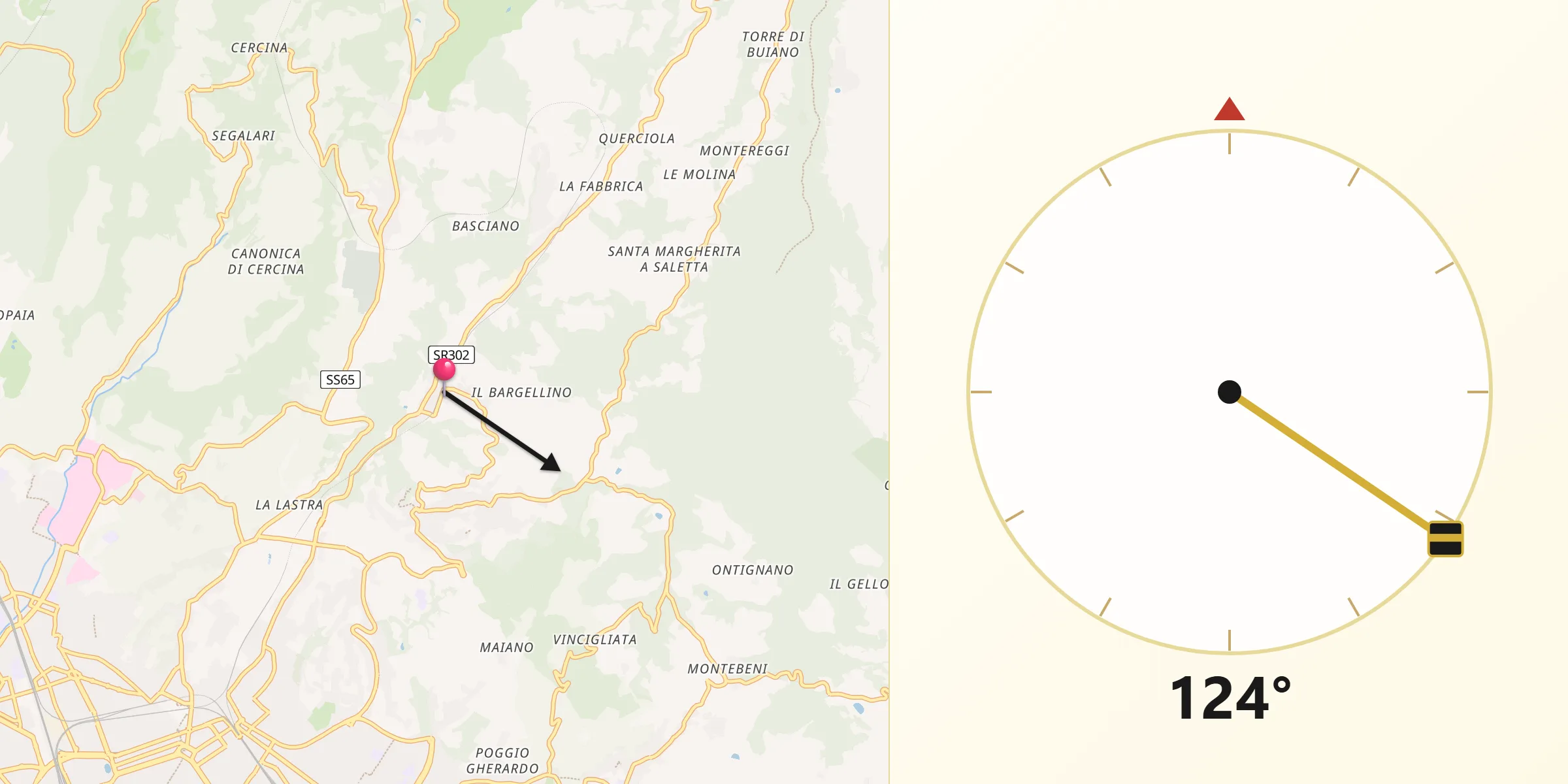 Direzione della Qibla da Pian di Mugnone