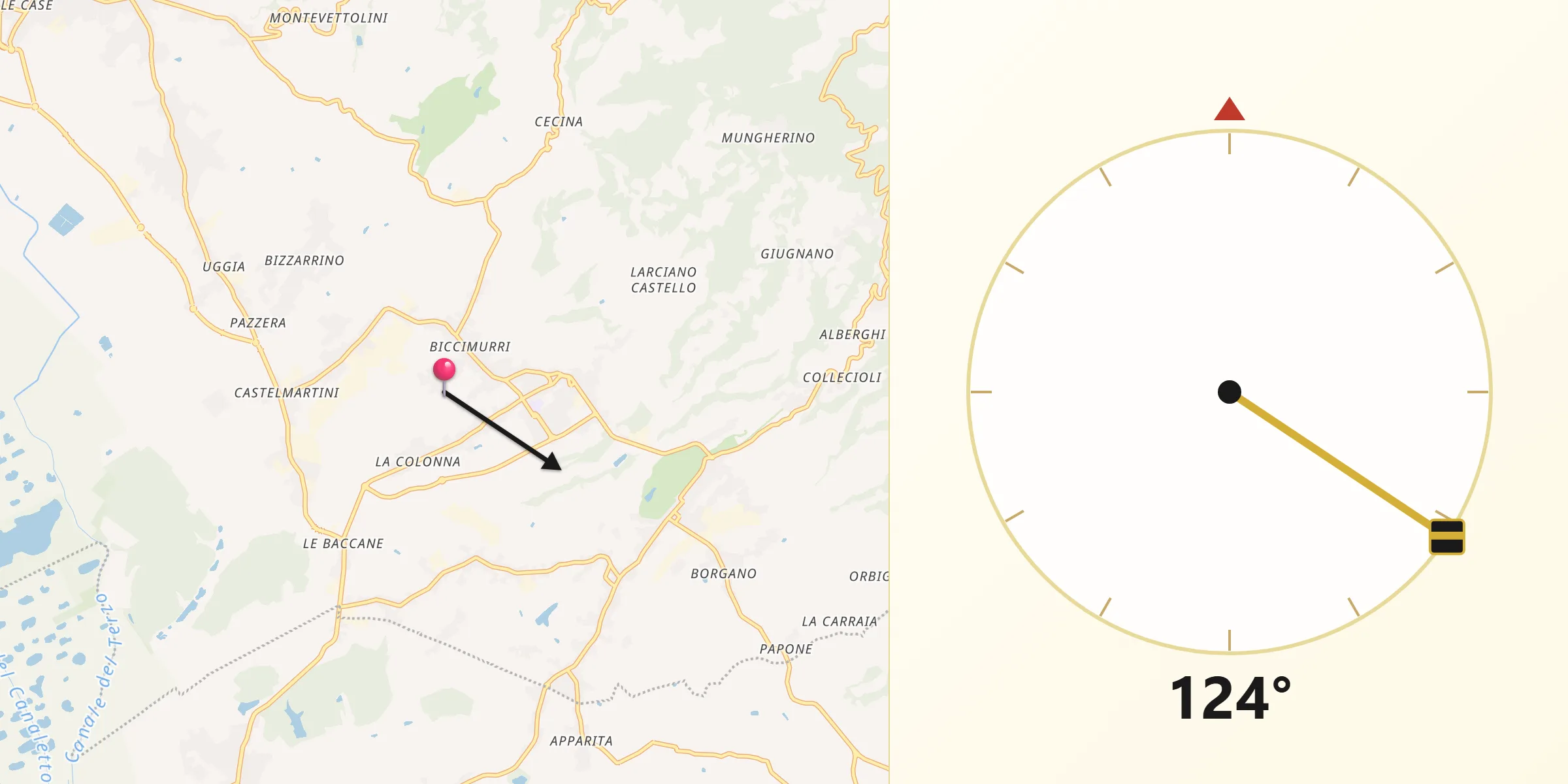 Direzione della Qibla da San Rocco
