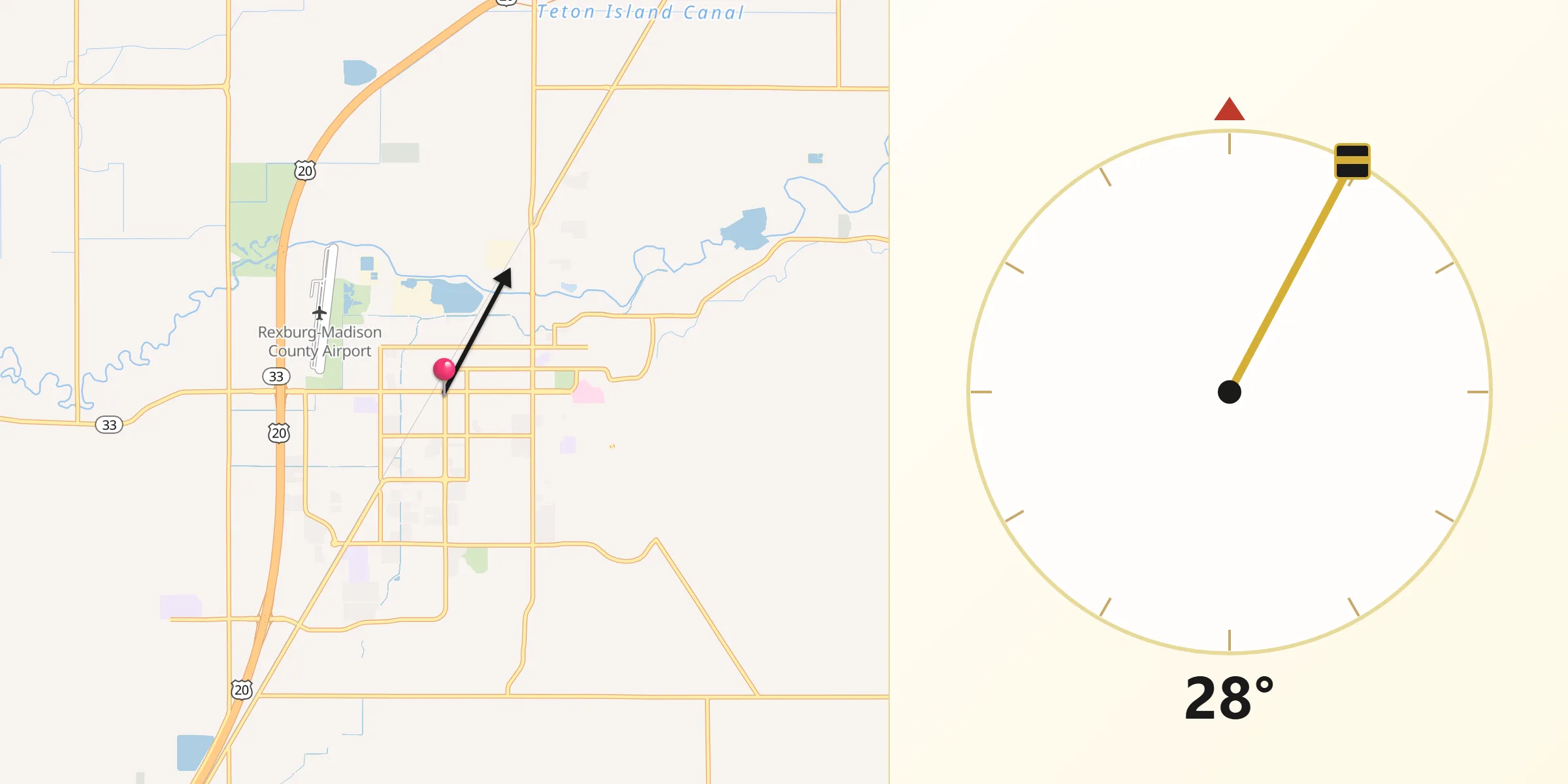 Qibla Direction from Rexburg