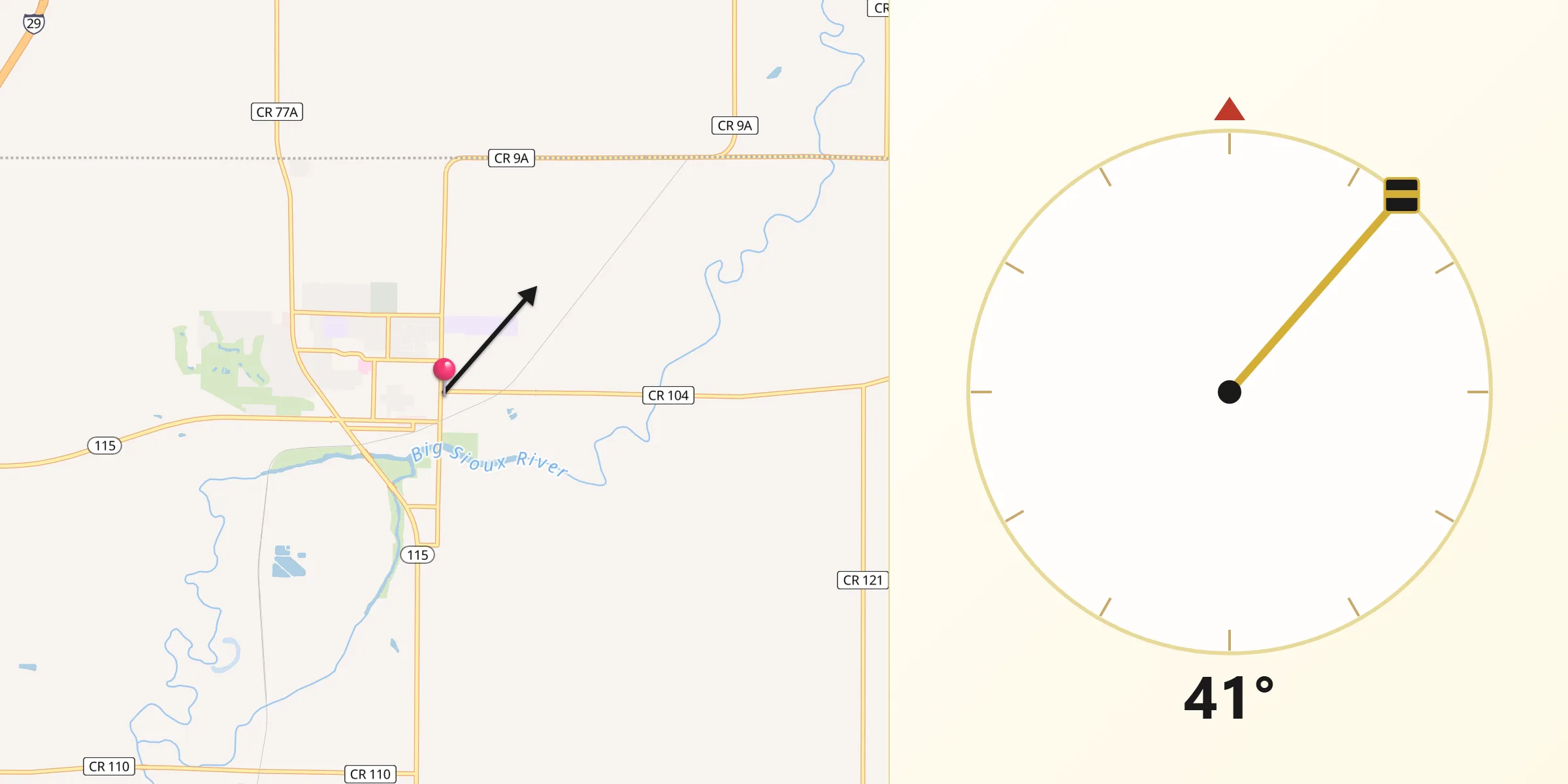 Qibla Direction from Dell Rapids