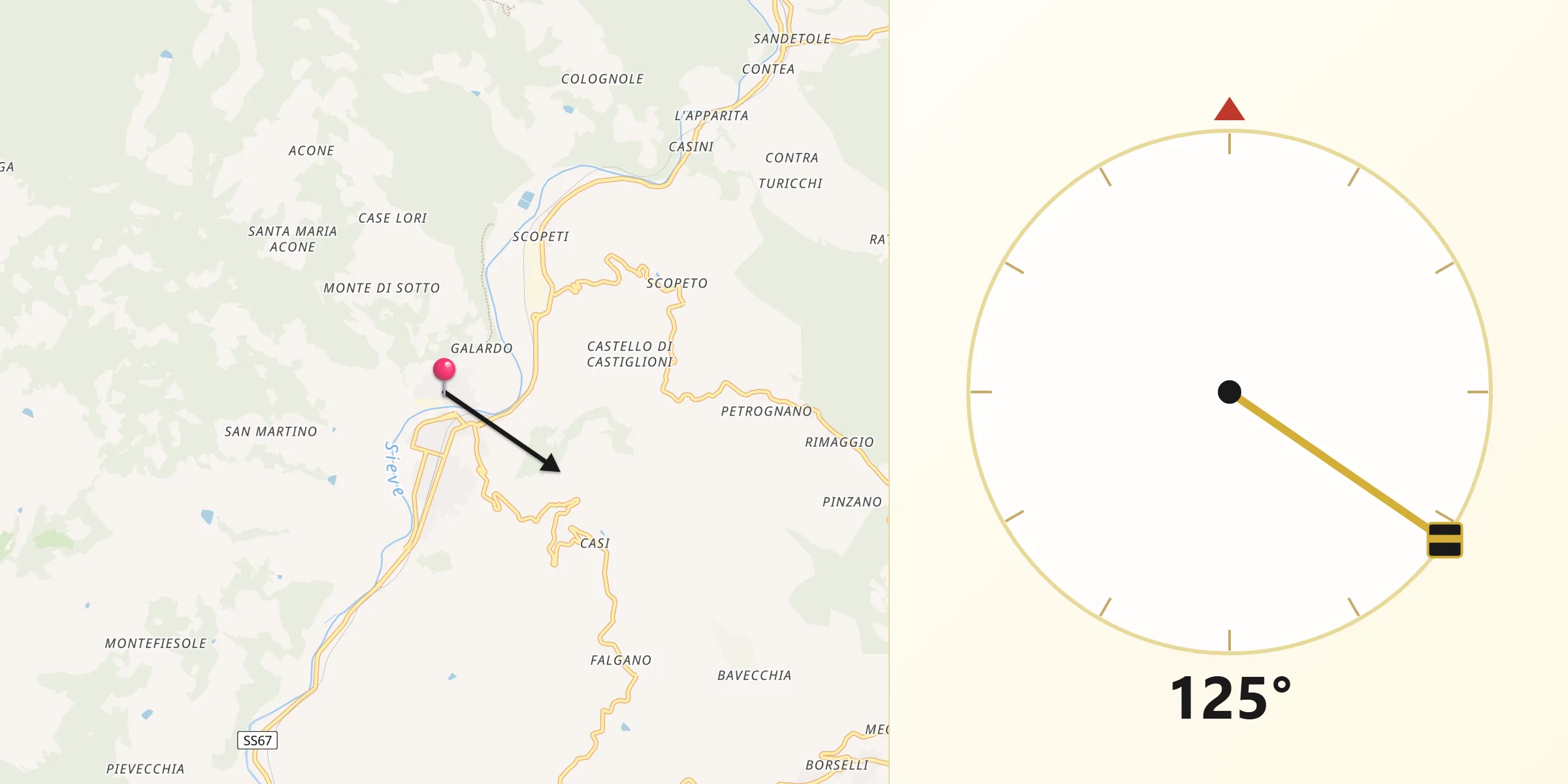 Direzione della Qibla da Montebonello