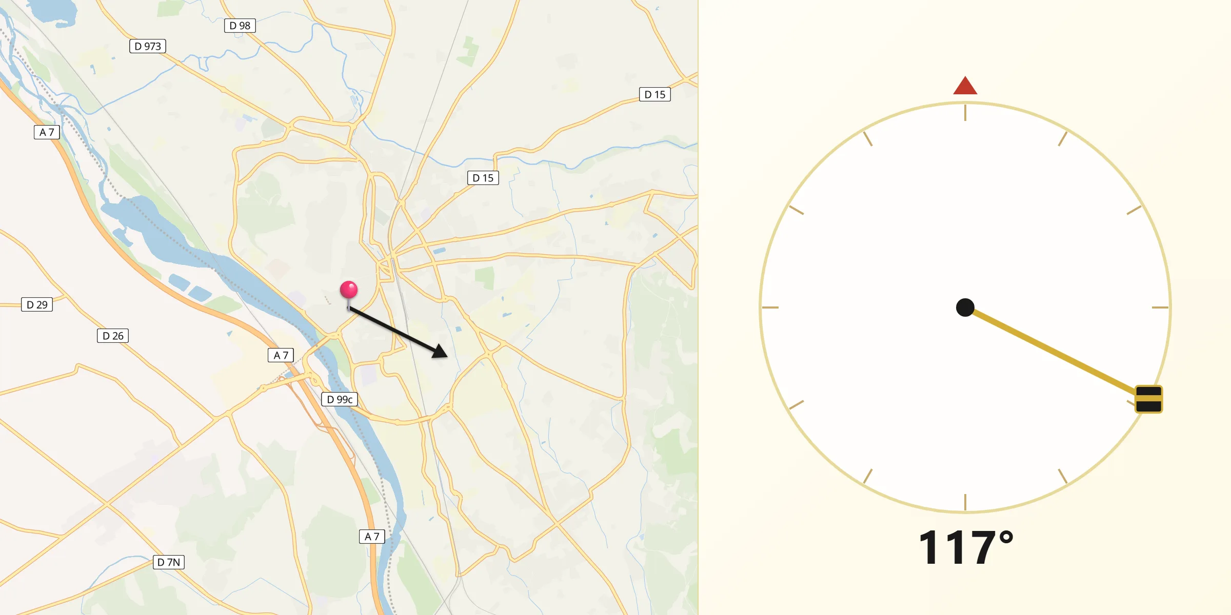 Direction vers la Qibla depuis Cavaillon