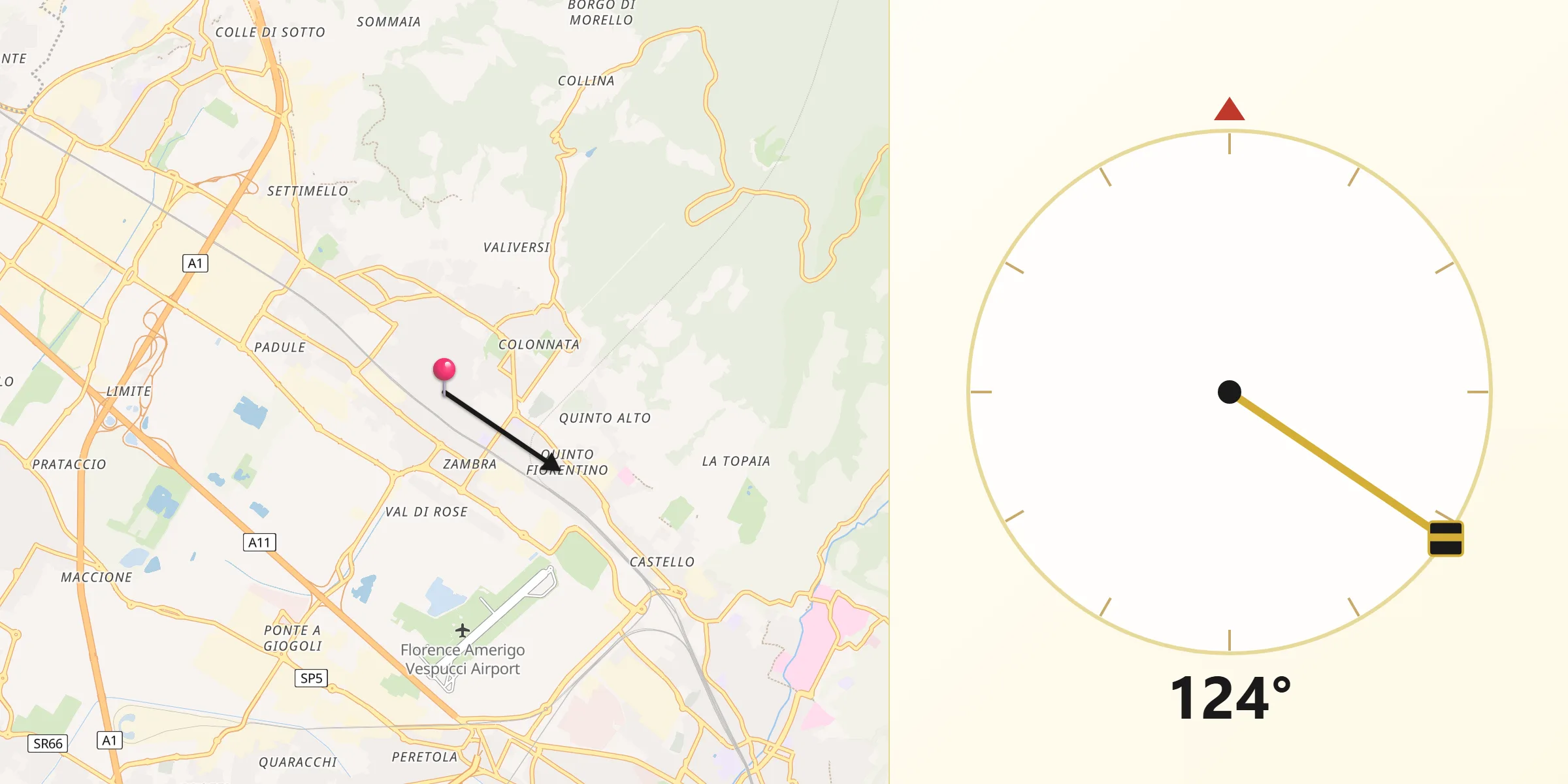 Direzione della Qibla da Sesto Fiorentino