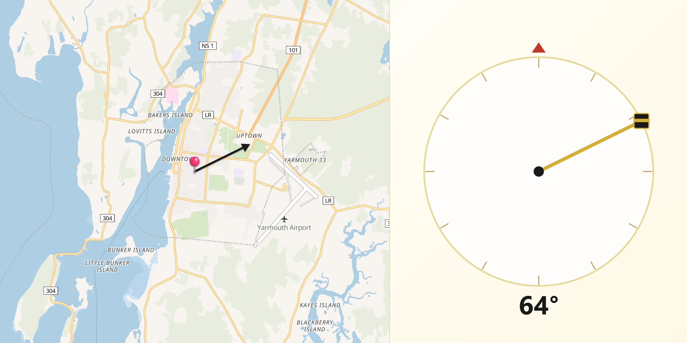Qibla Direction from Yarmouth
