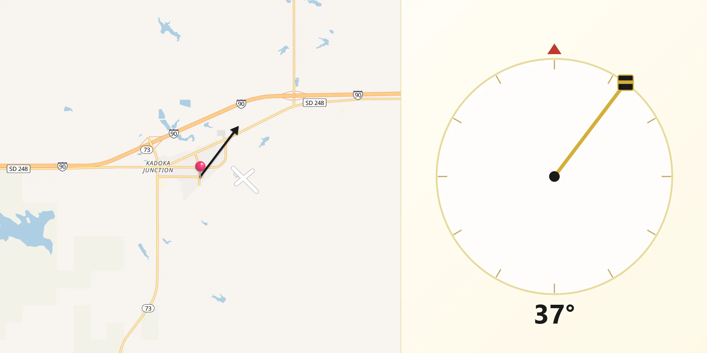 Qibla Direction from Kadoka