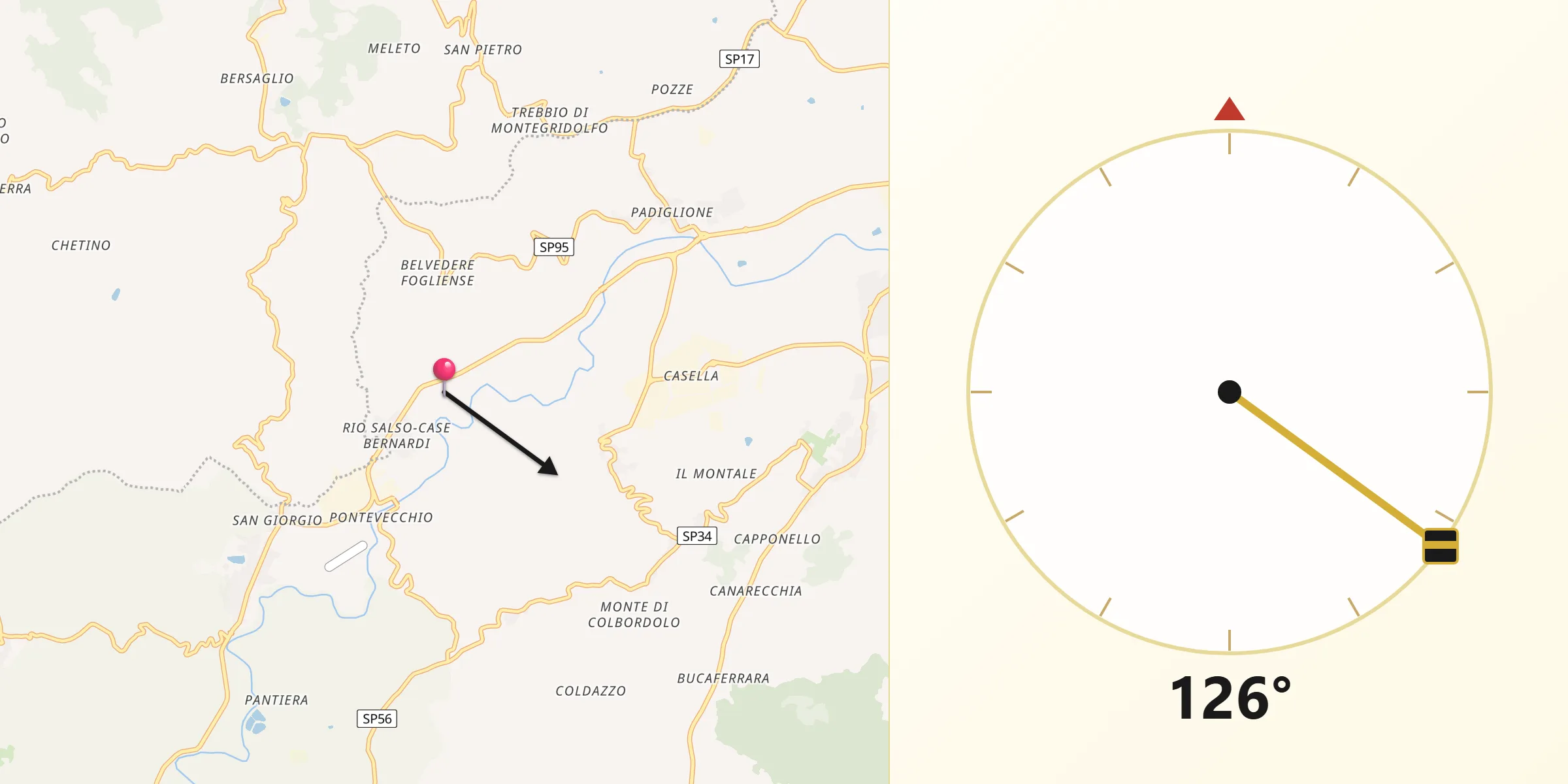 Direzione della Qibla da Rio Salso-Case Bernardi