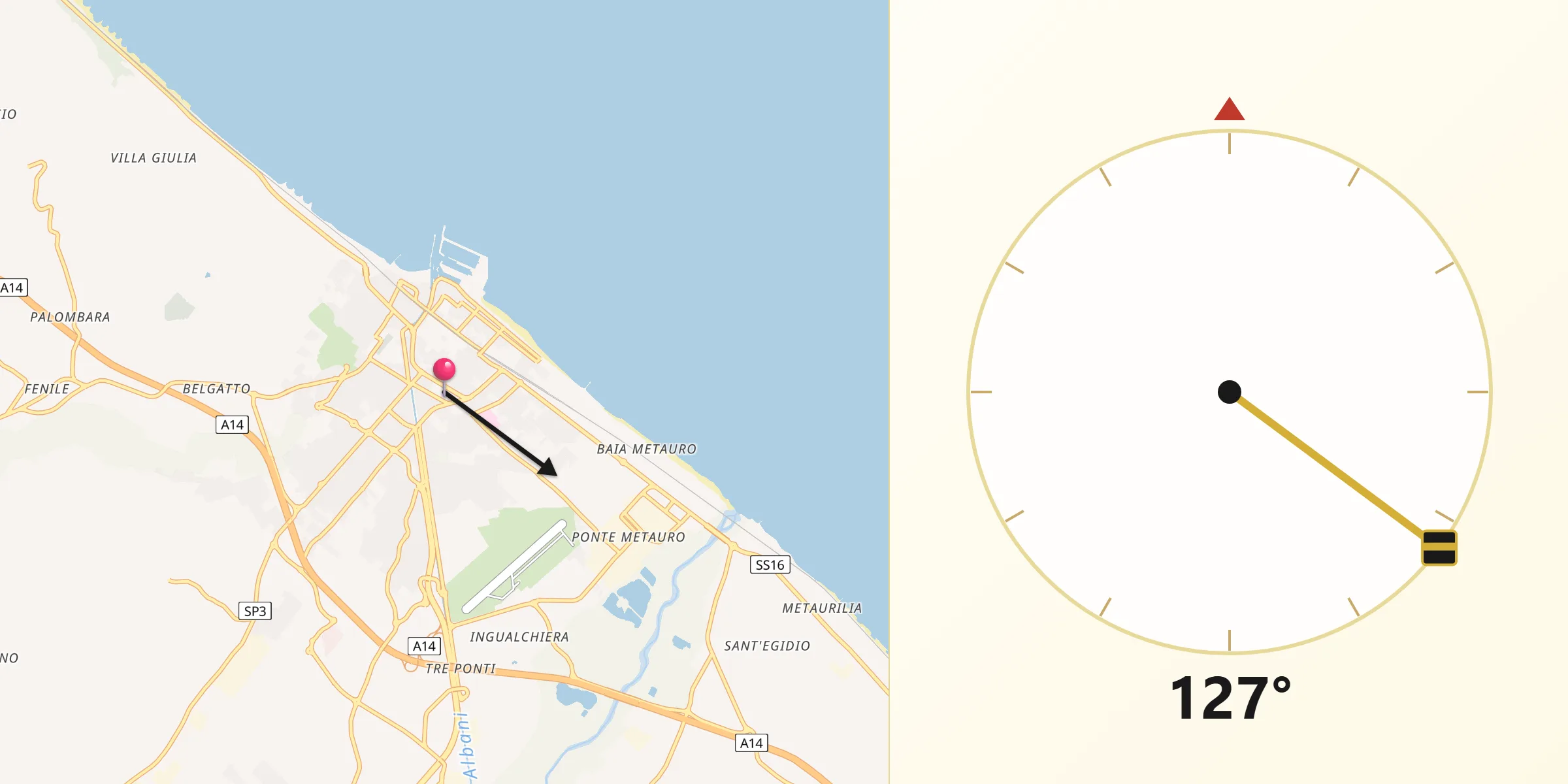 Direzione della Qibla da Fano