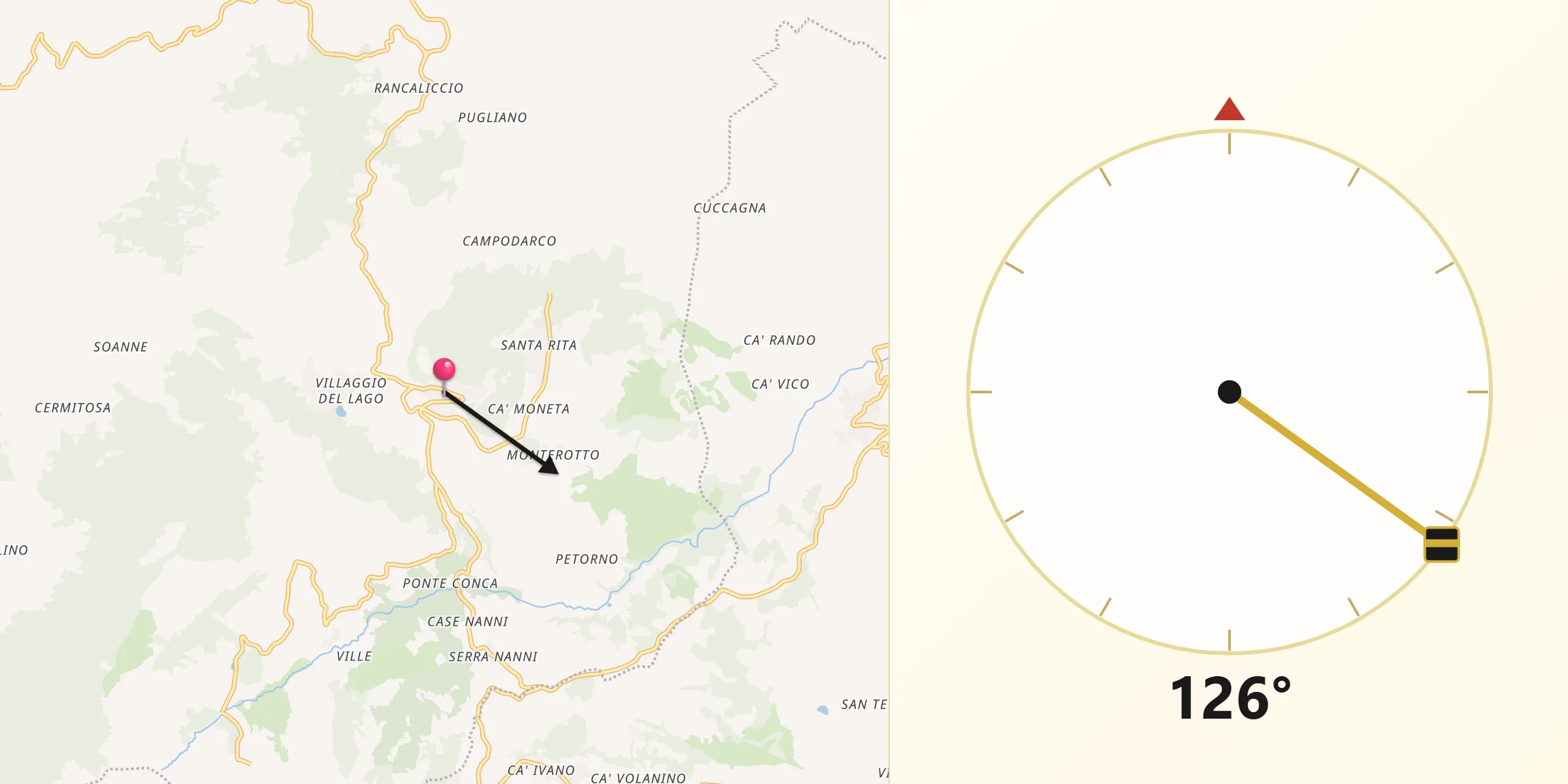 Direzione della Qibla da Villagrande
