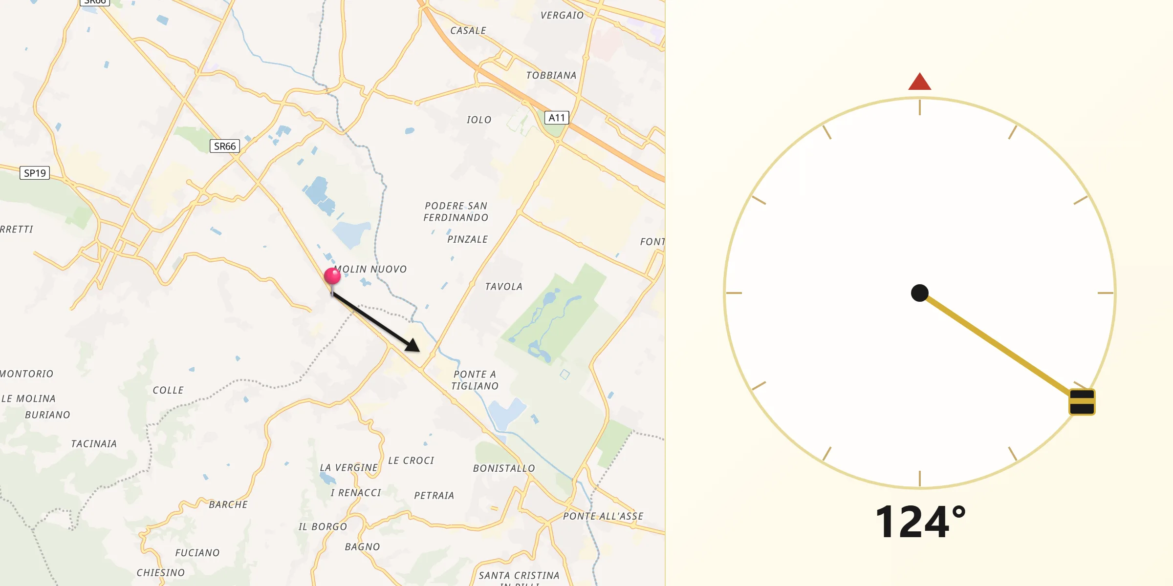 Direzione della Qibla da Catena