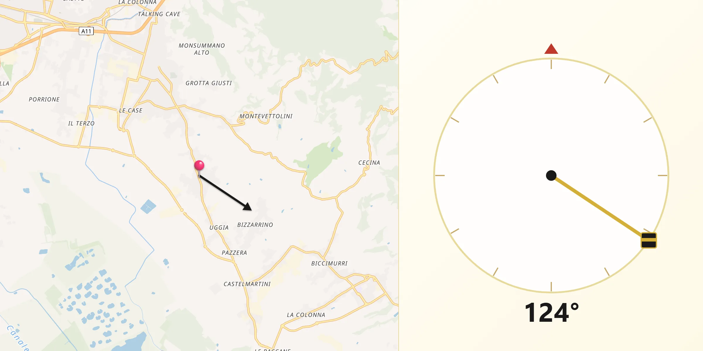 Direzione della Qibla da Cintolese