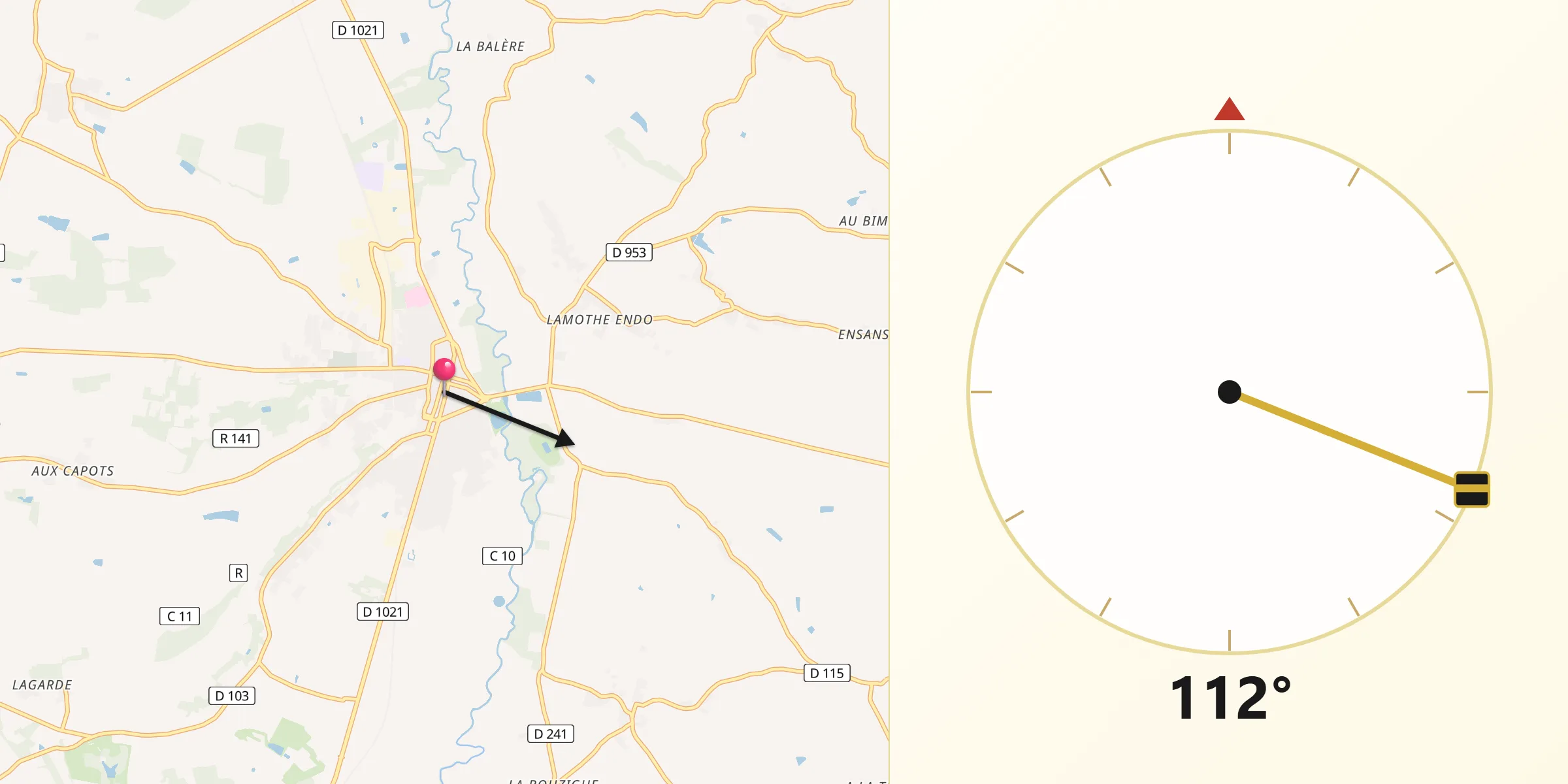 Direction vers la Qibla depuis Fleurance