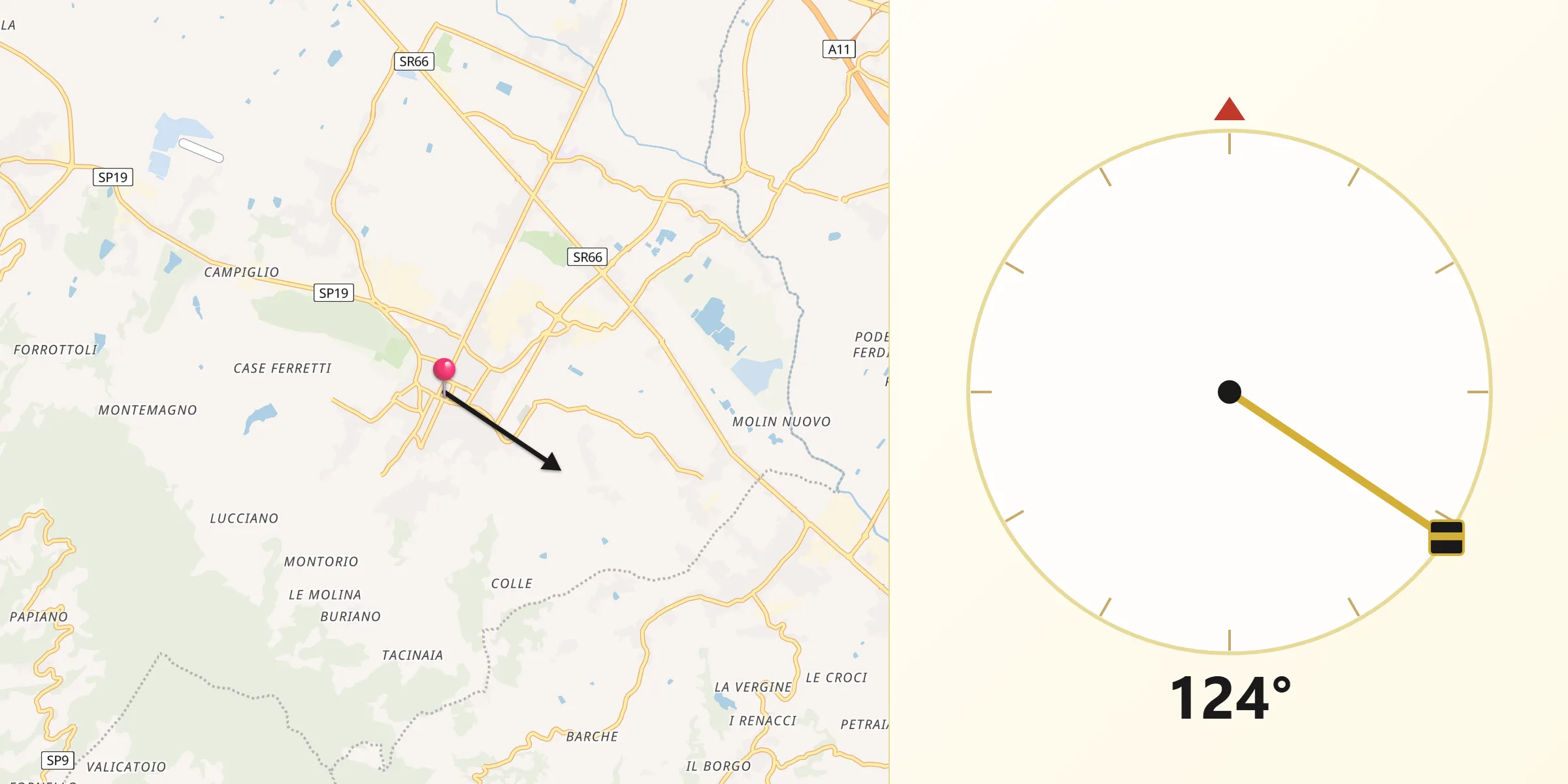 Direzione della Qibla da Quarrata