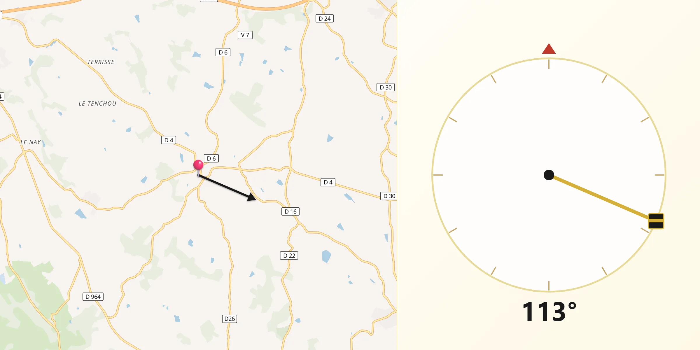 Direction vers la Qibla depuis Cadalen