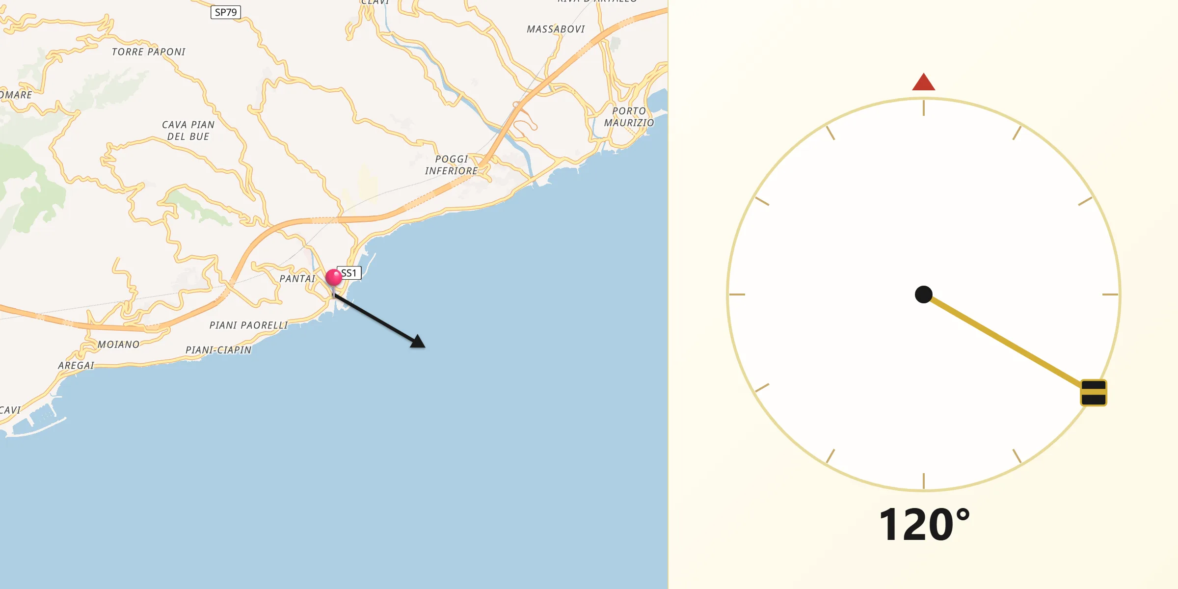 Direzione della Qibla da San Lorenzo al Mare
