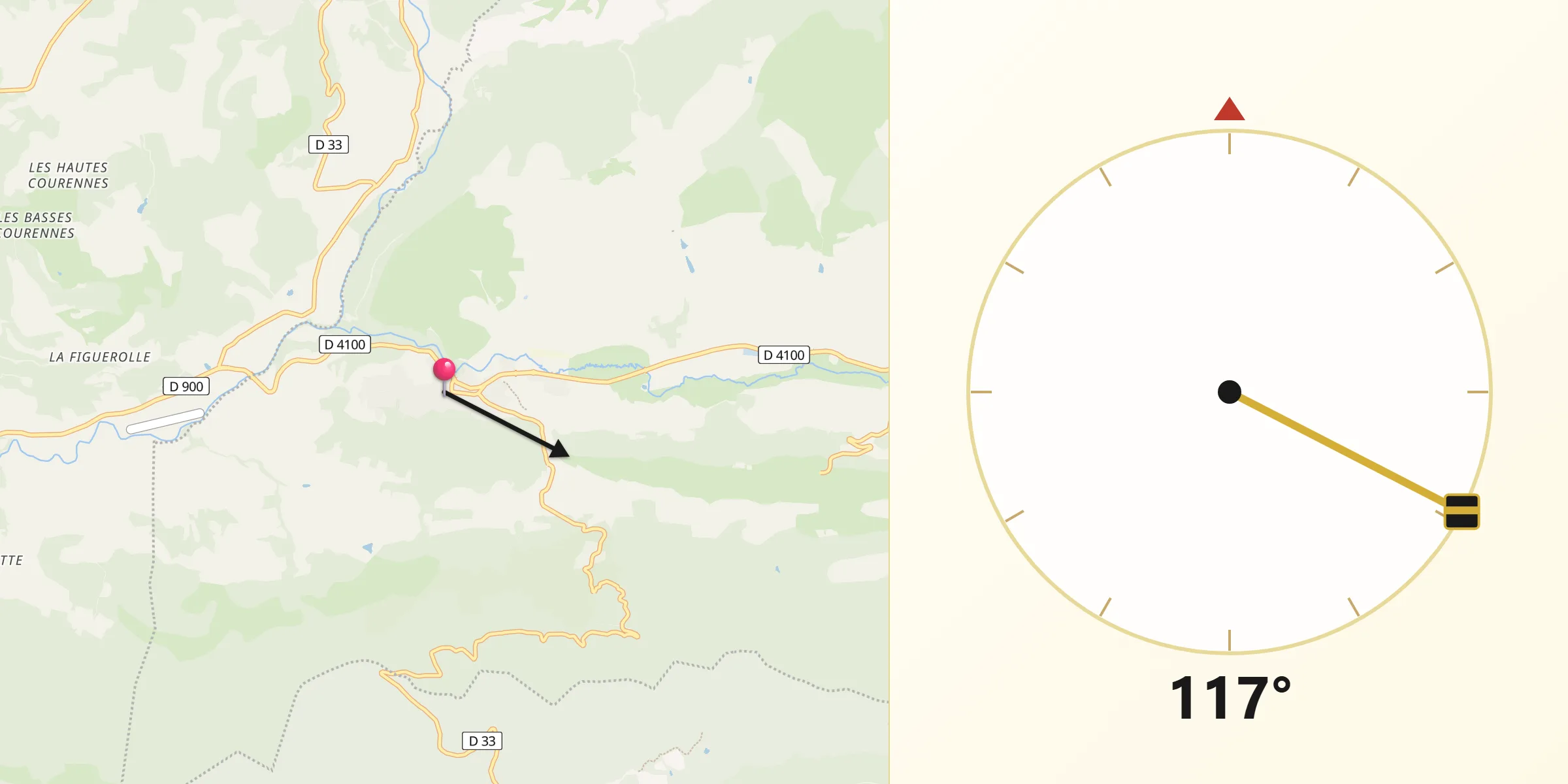 Direction vers la Qibla depuis Céreste