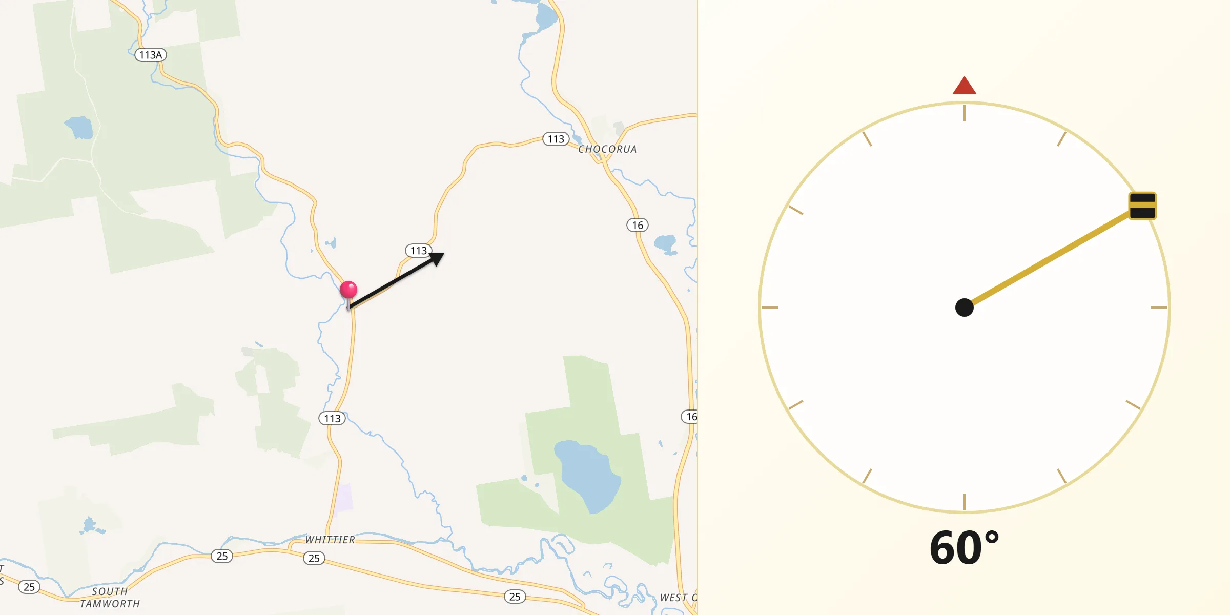 Qibla Direction from Tamworth