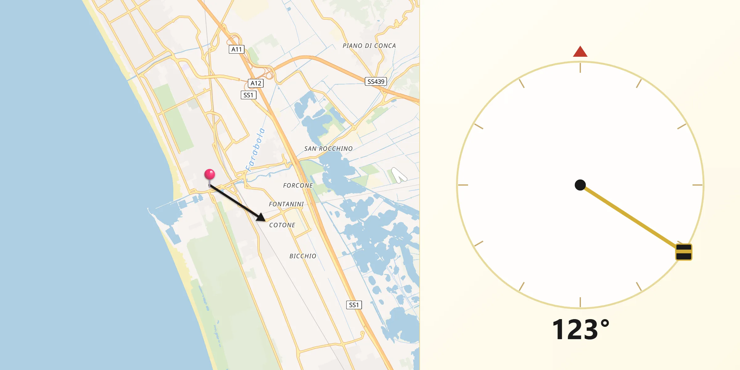Direzione della Qibla da Viareggio
