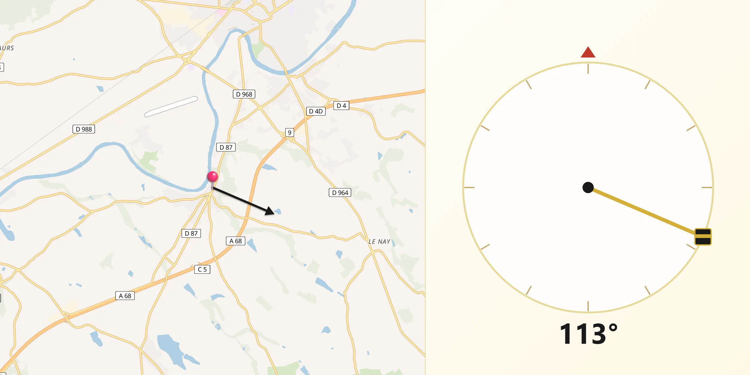 Direction vers la Qibla depuis Montans