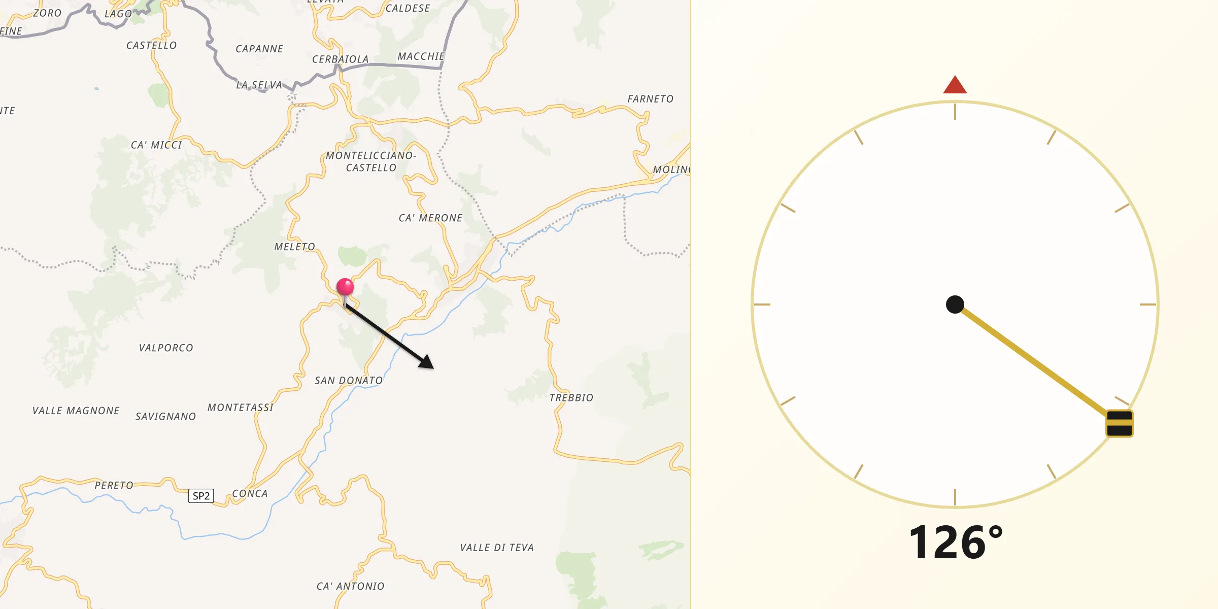 Direzione della Qibla da Monte Grimano Terme