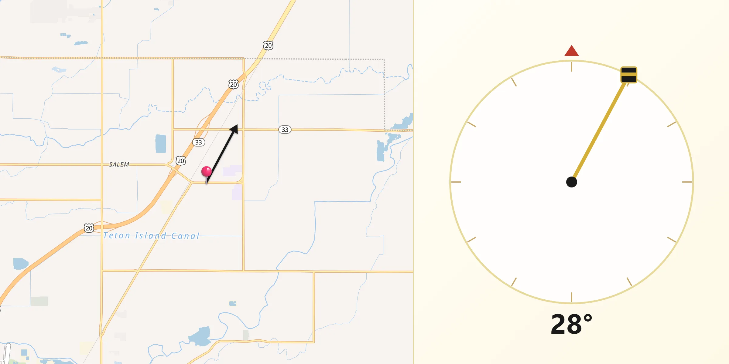 Qibla Direction from Sugar City
