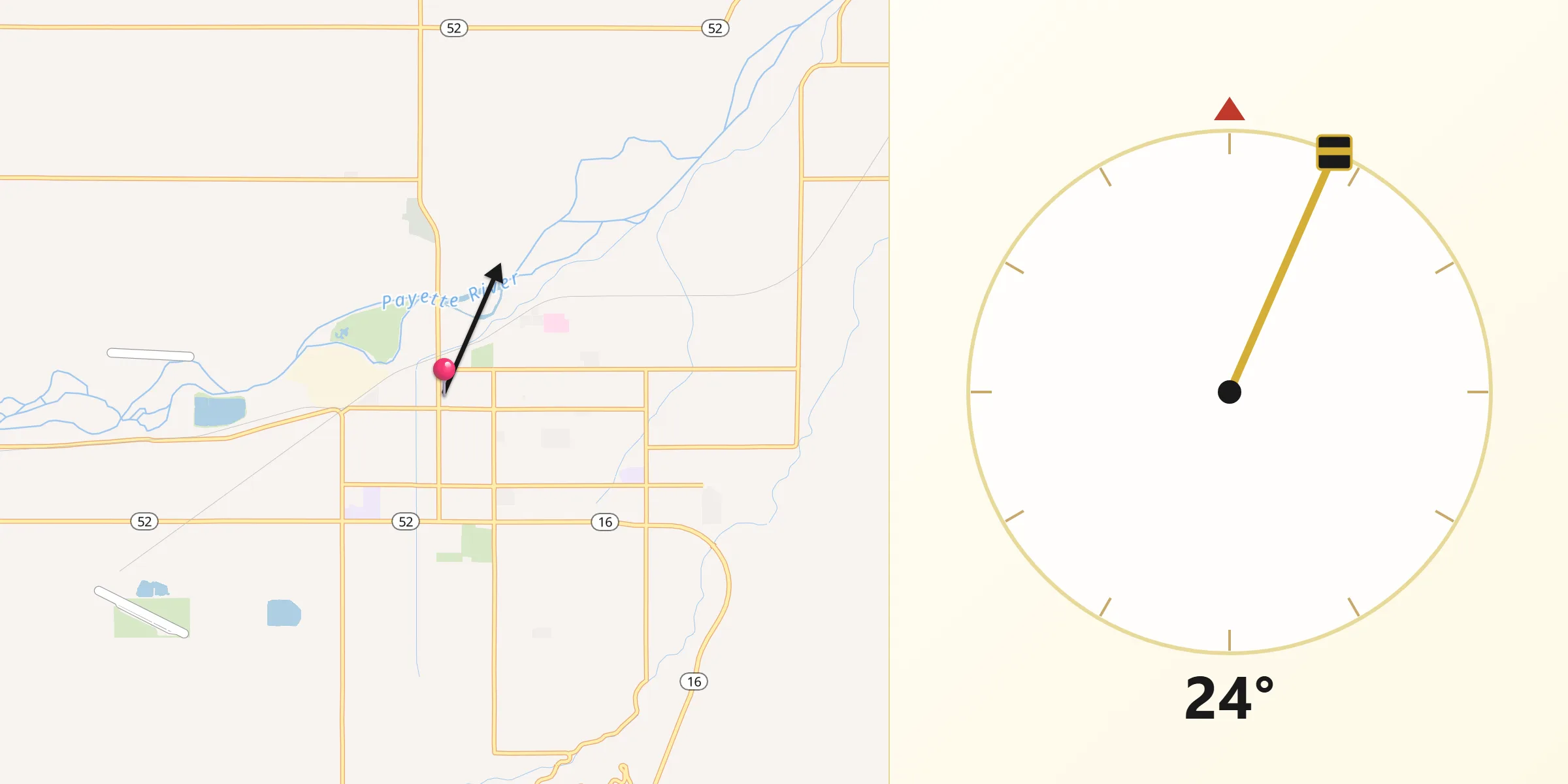 Qibla Direction from Emmett