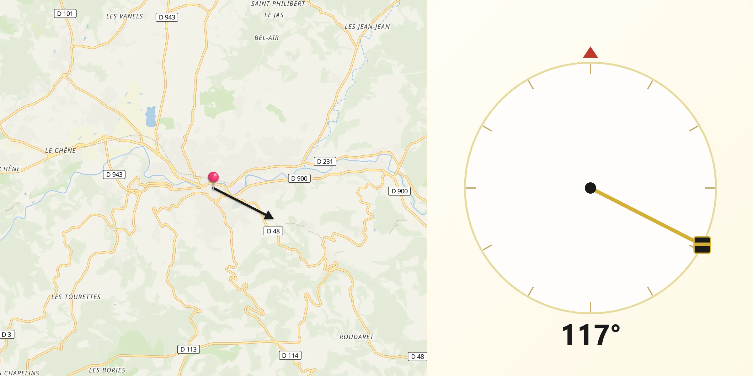 Direction vers la Qibla depuis Apt