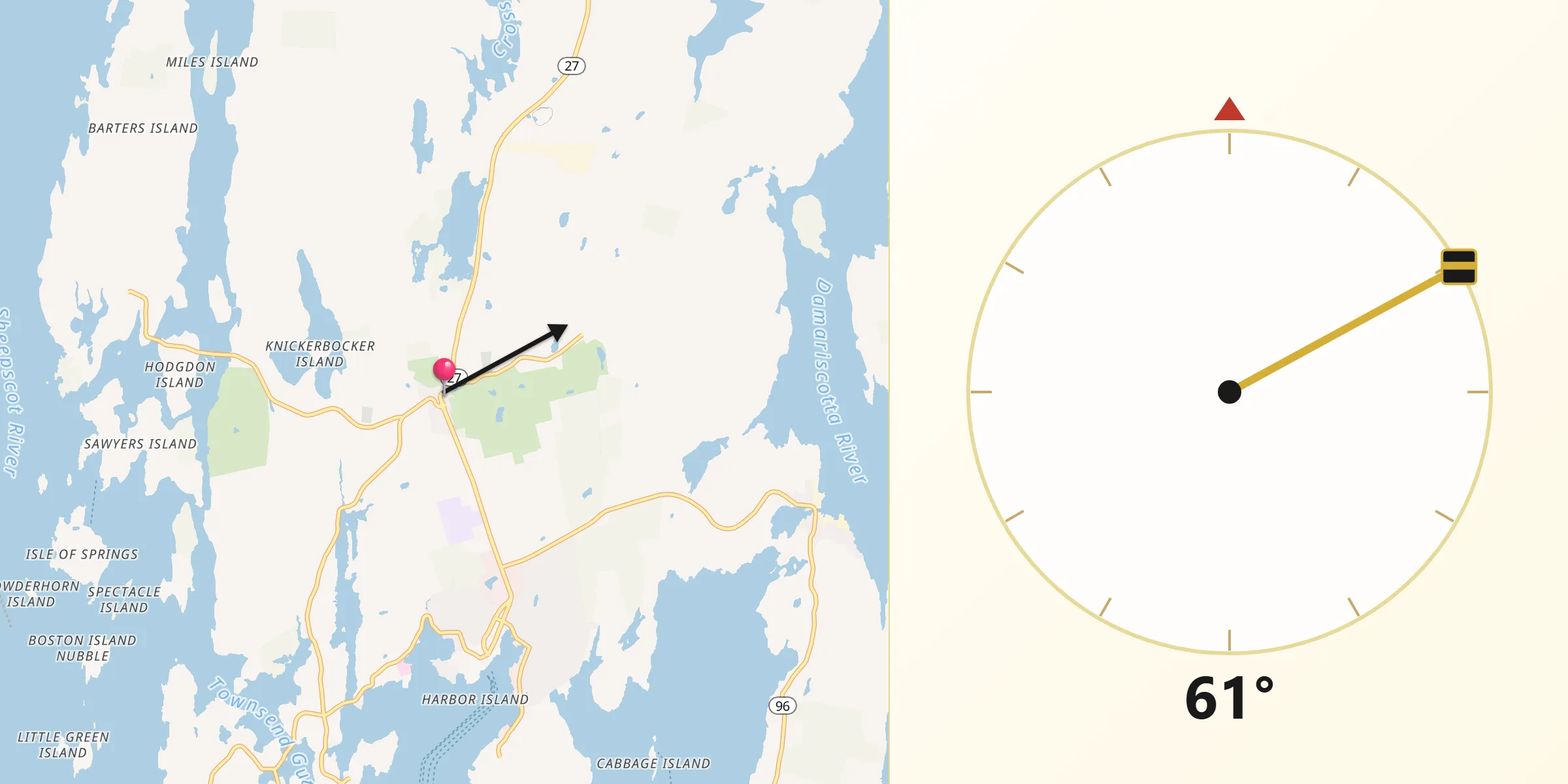 Qibla Direction from Boothbay