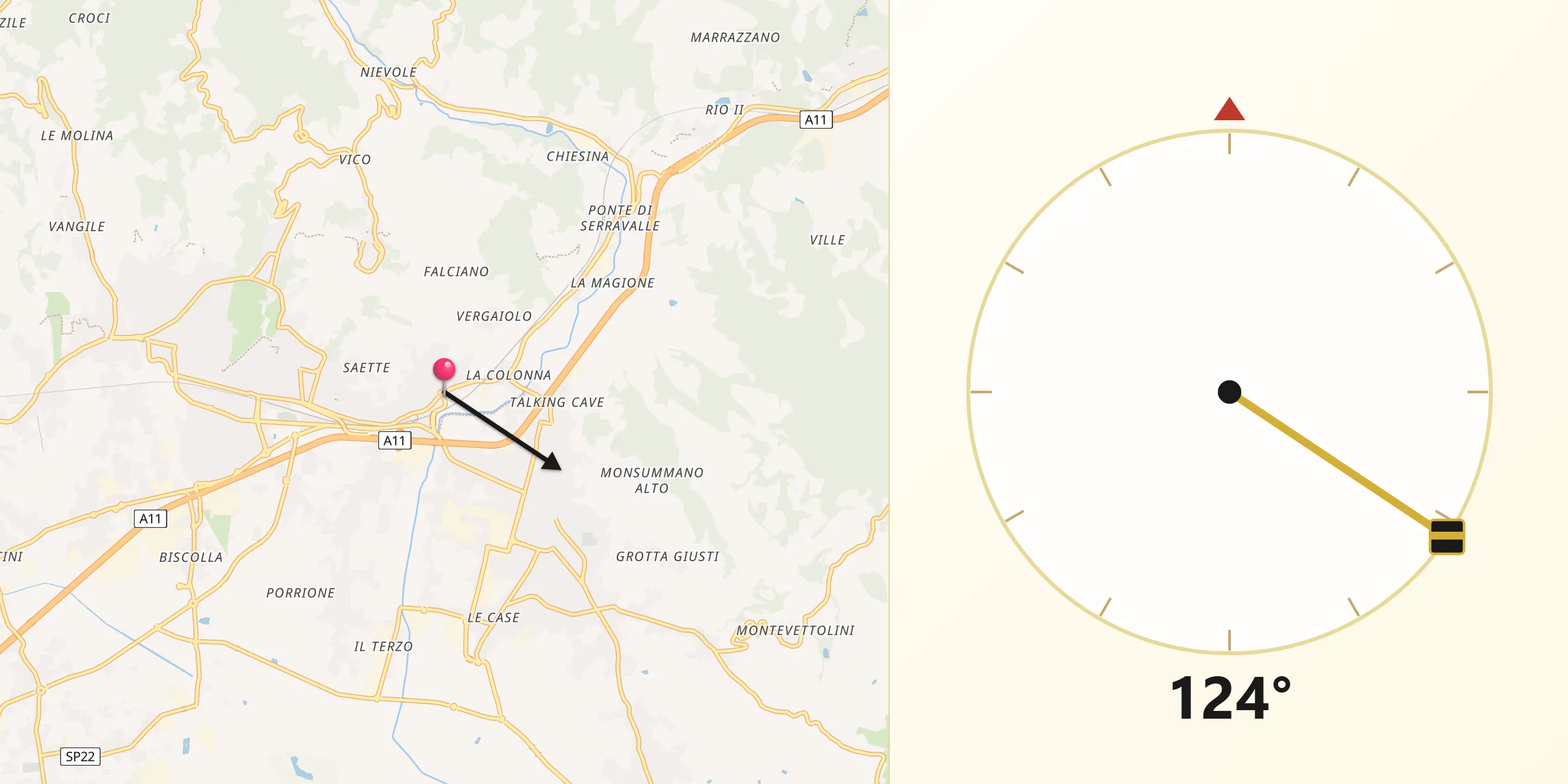 Direzione della Qibla da Pieve a Nievole