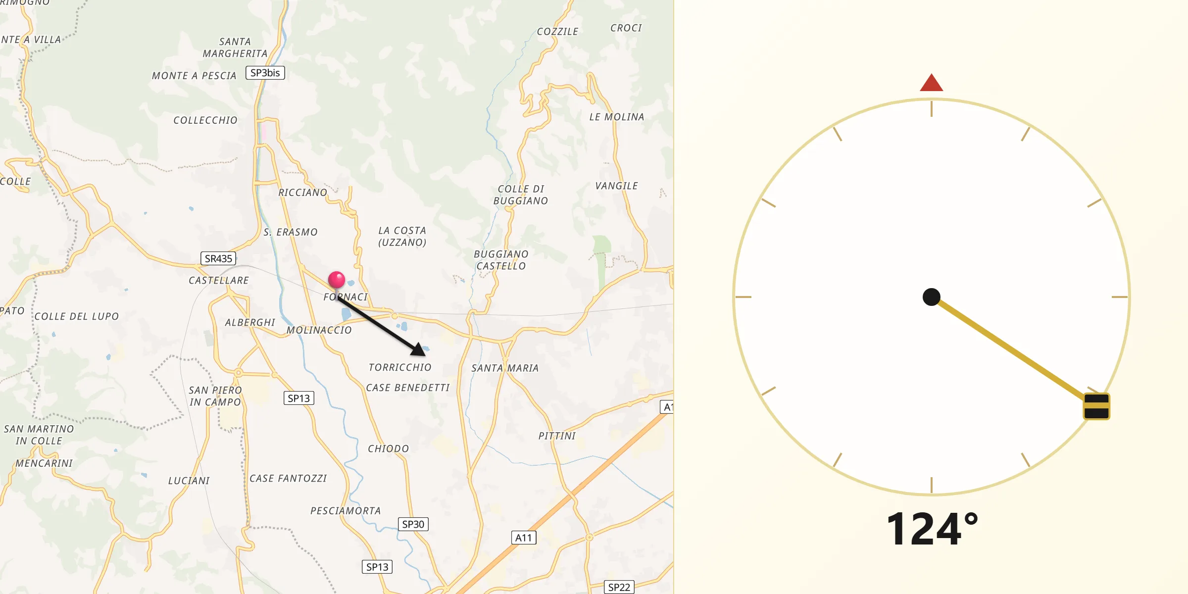 Direzione della Qibla da Santa Lucia