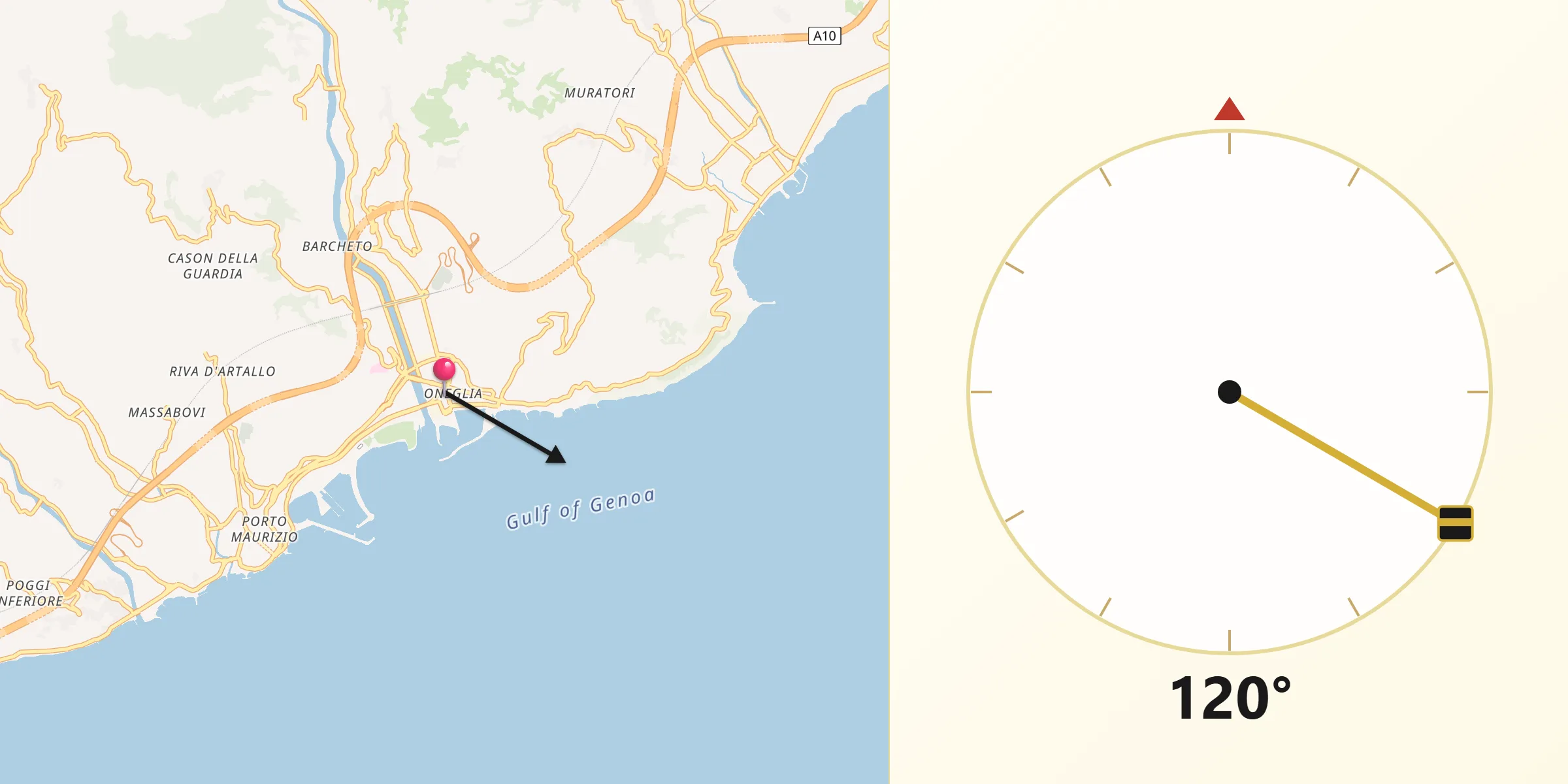 Direzione della Qibla da Imperia