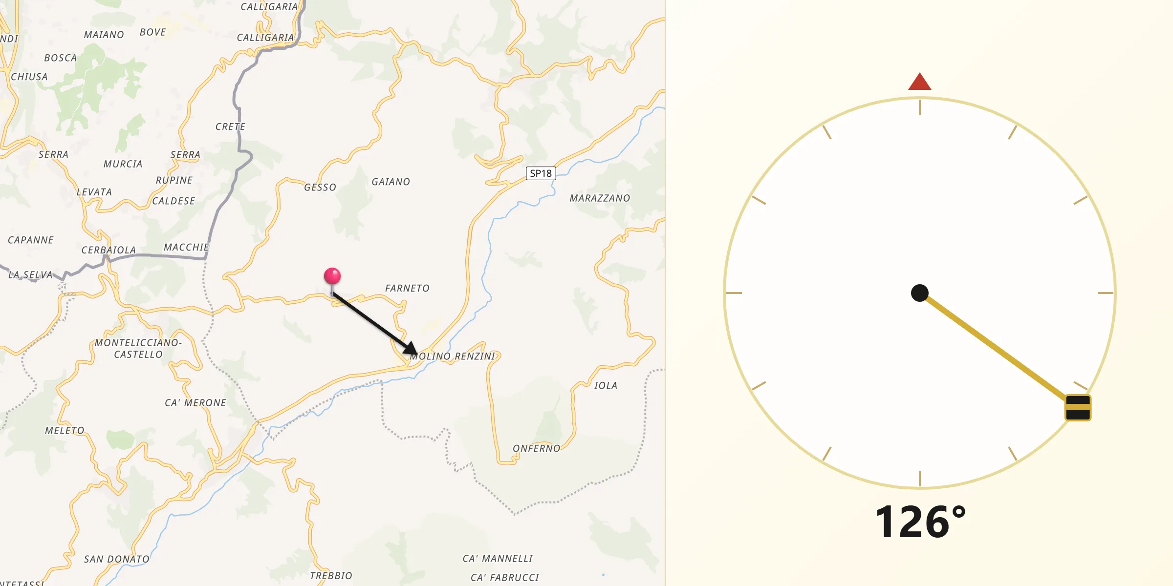 Direzione della Qibla da Sassofeltrio