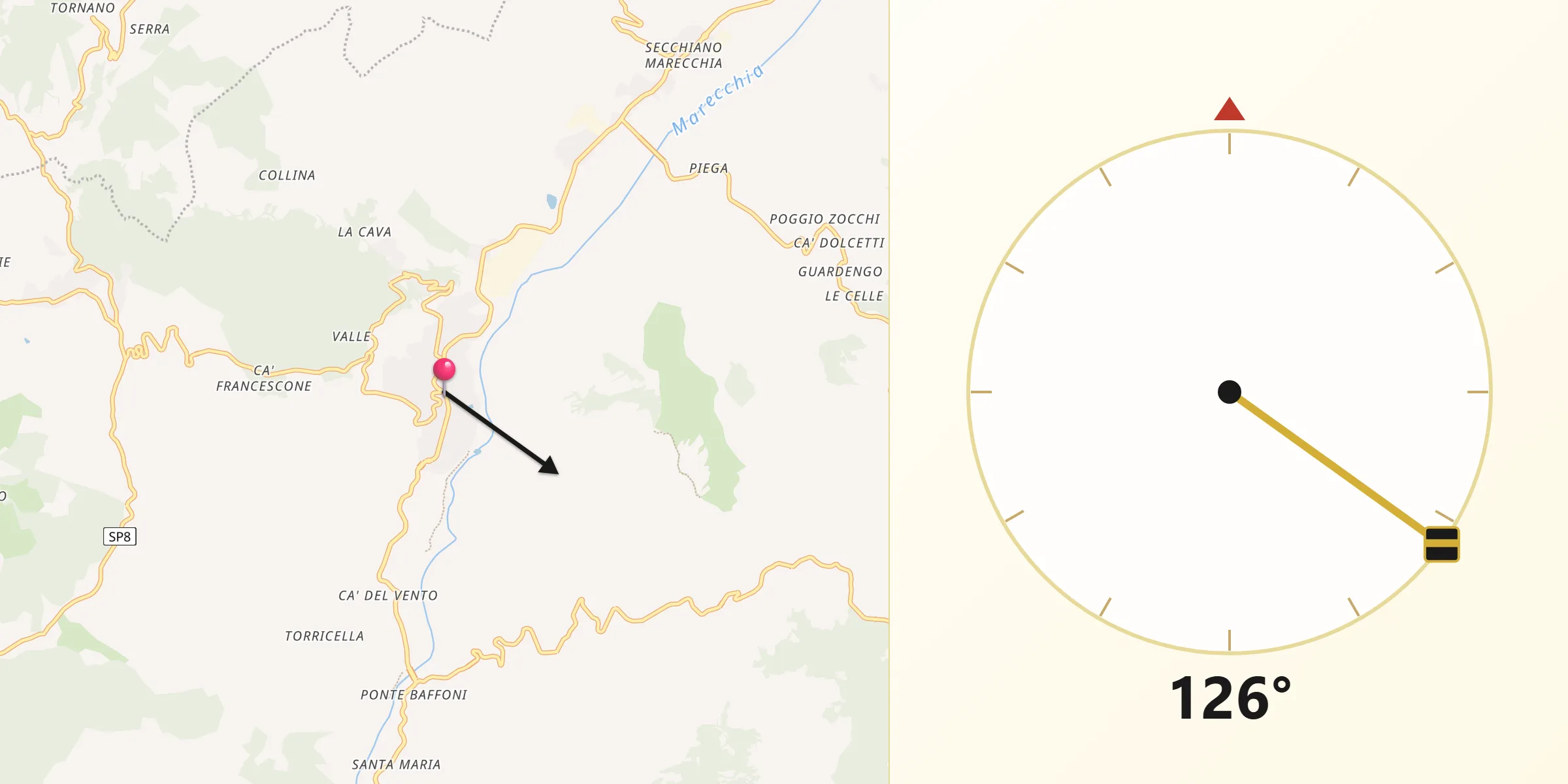 Direzione della Qibla da Novafeltria