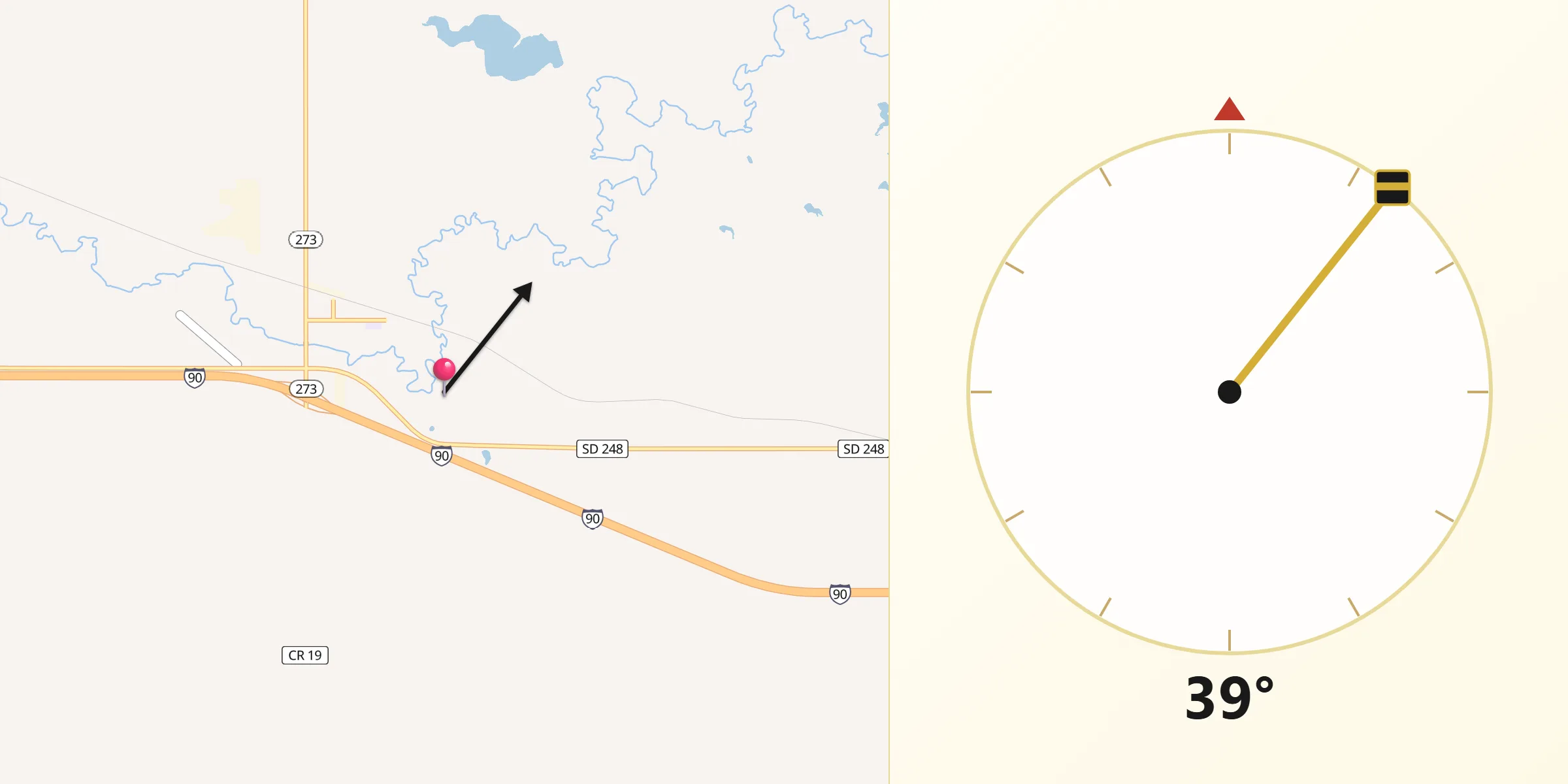 Qibla Direction from Lyman County