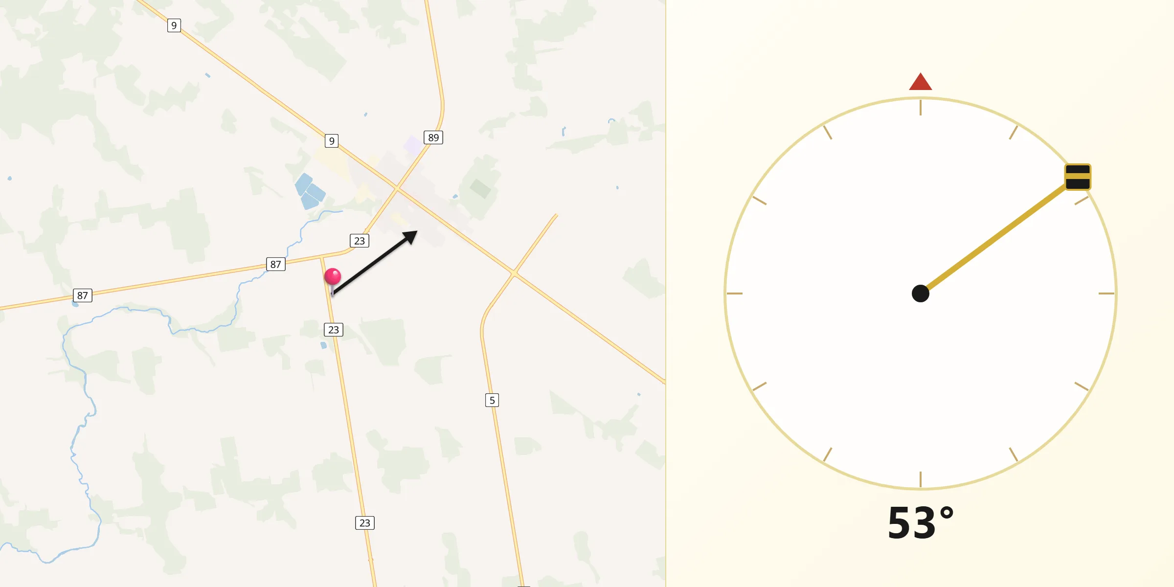 Qibla Direction from Harriston