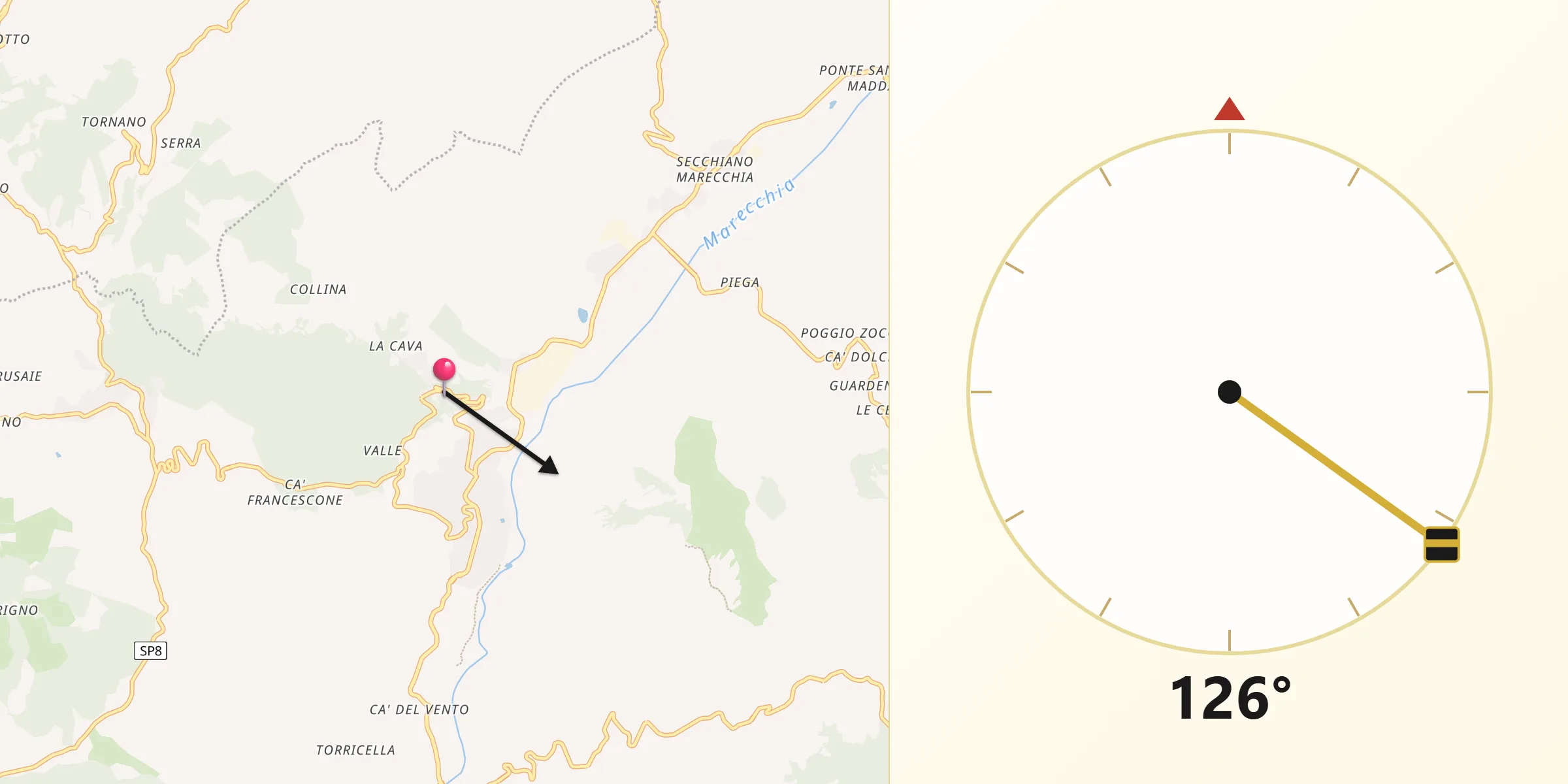 Direzione della Qibla da Talamello