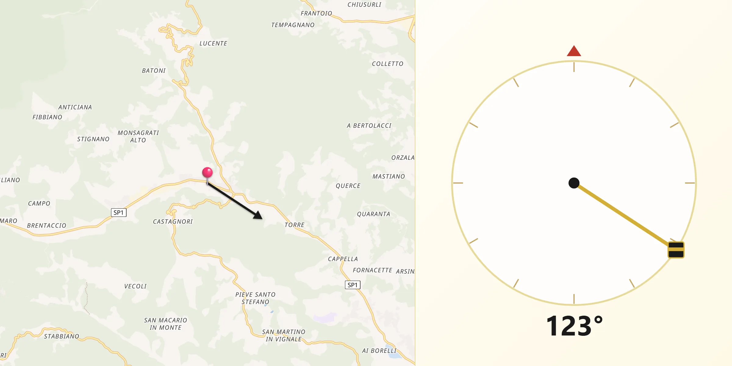Direzione della Qibla da San Martino in Freddana-Monsagrati