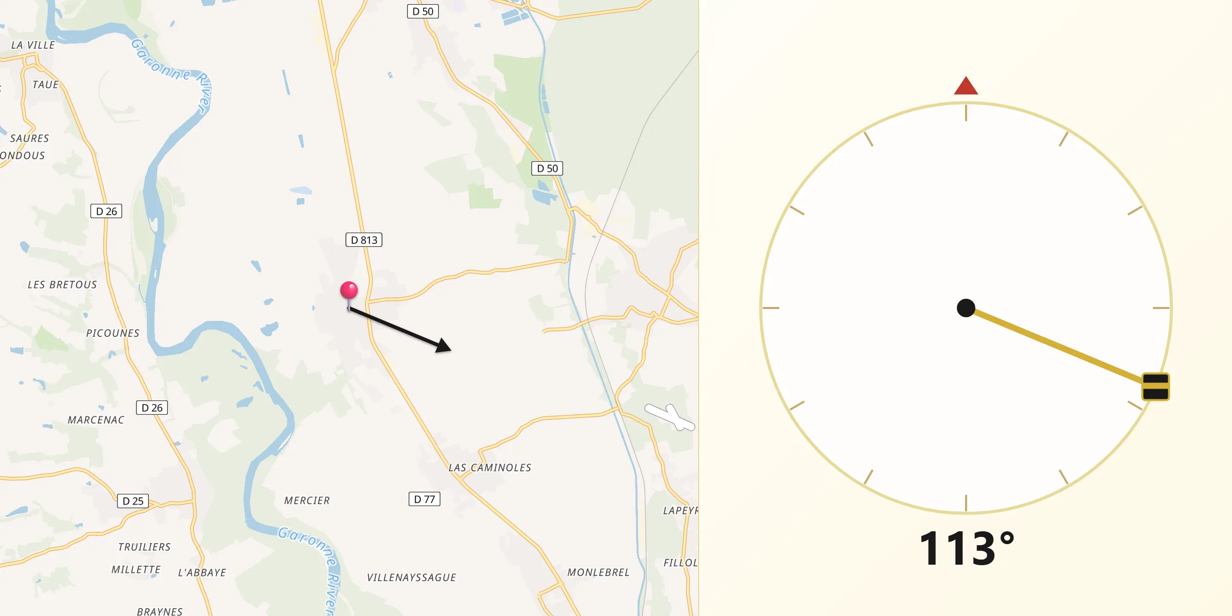 Direction vers la Qibla depuis Finhan