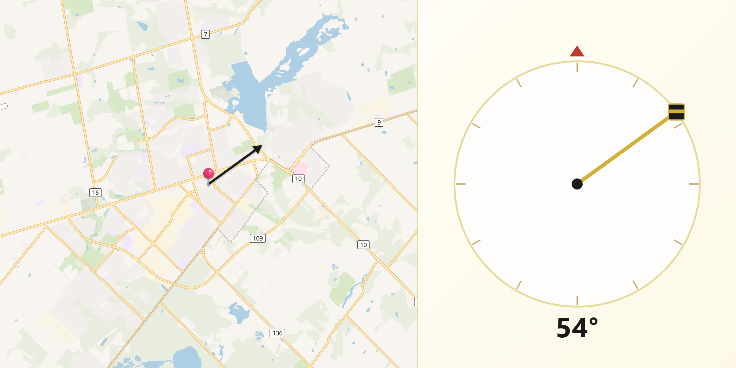 Qibla Direction from Orangeville