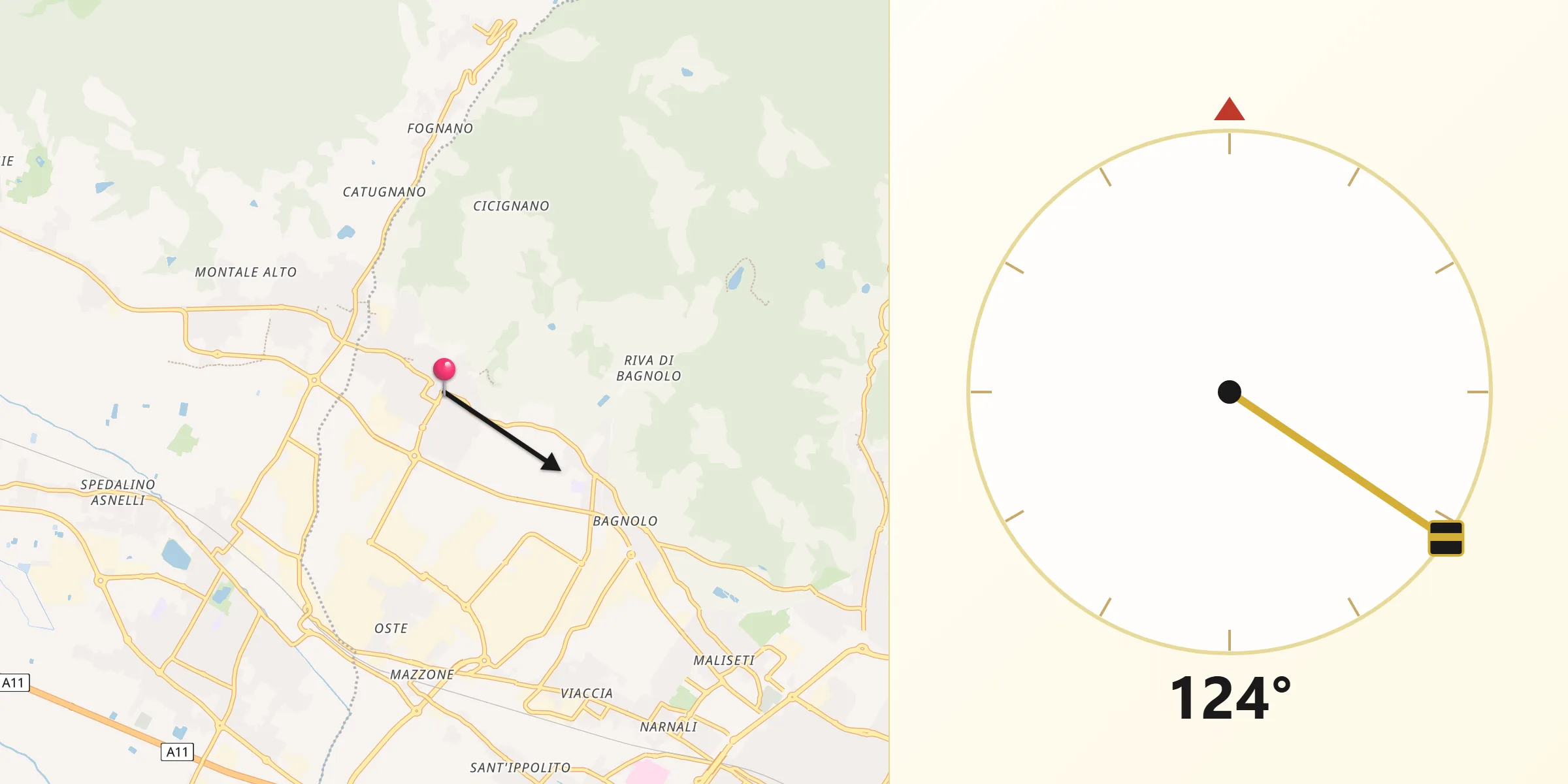 Direzione della Qibla da Montemurlo