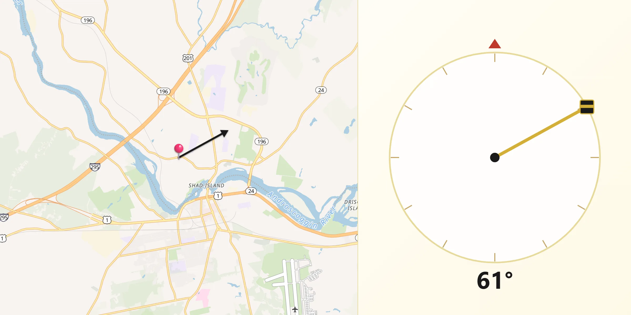 Qibla Direction from Topsham