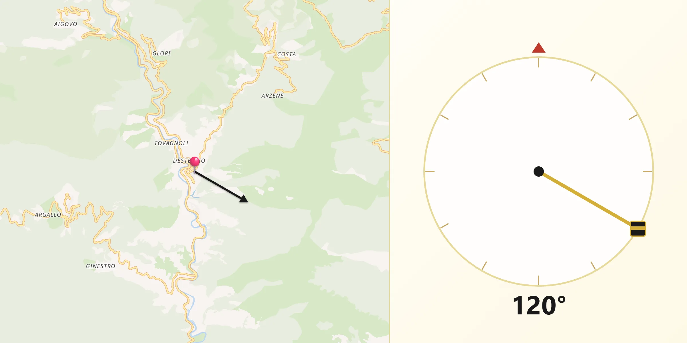 Direzione della Qibla da Montalto Ligure