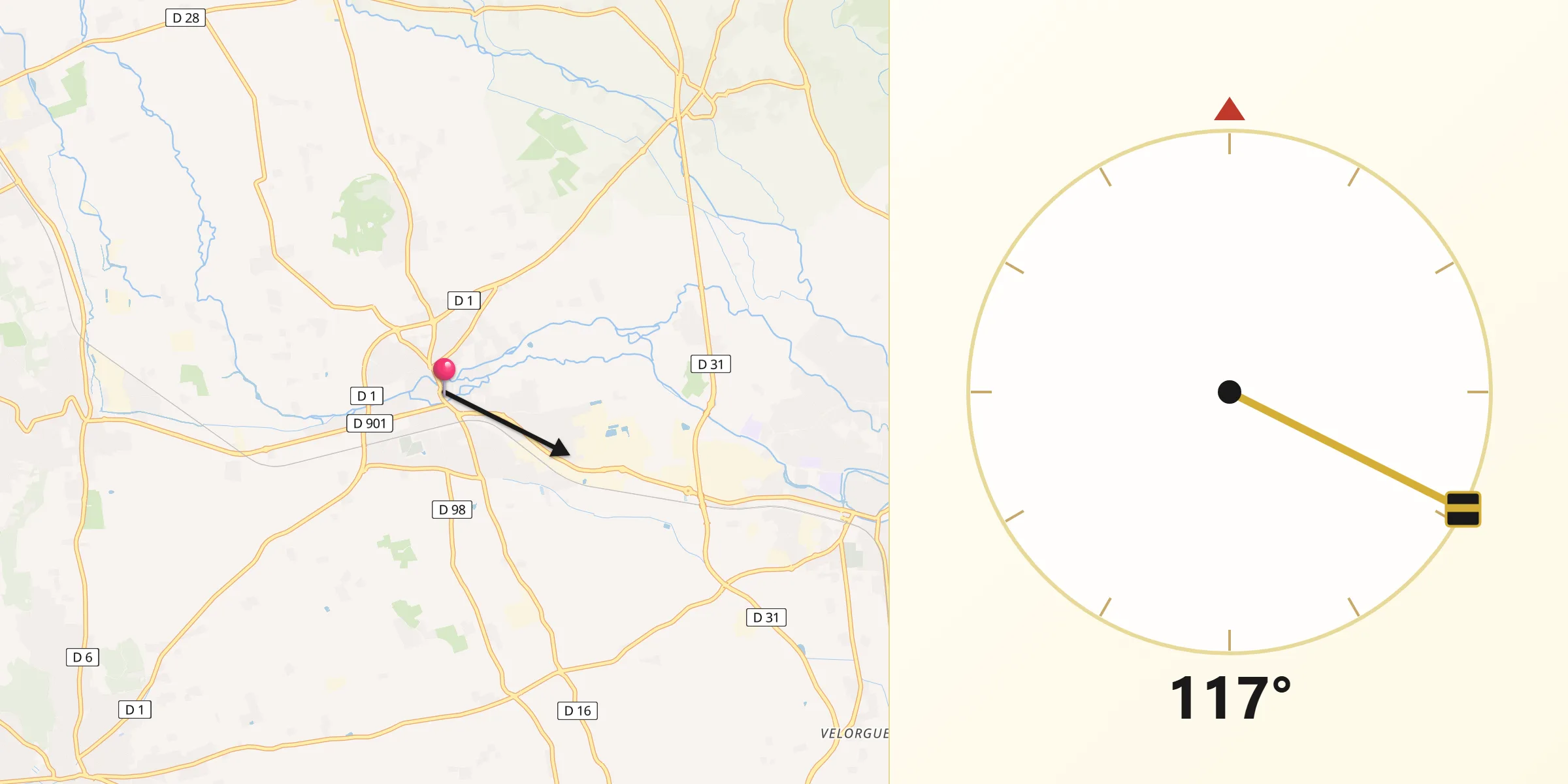 Direction vers la Qibla depuis Le Thor