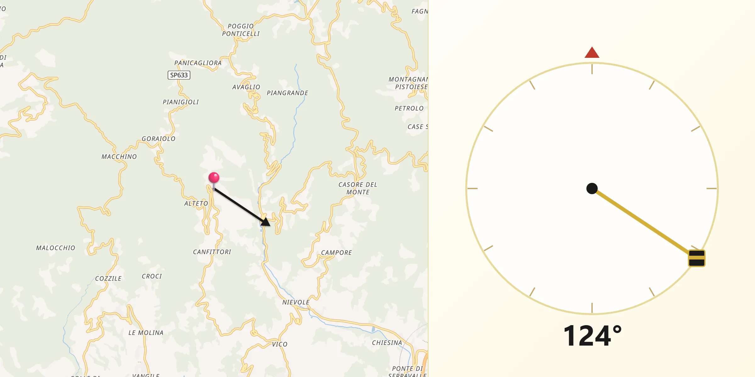 Direzione della Qibla da Marliana