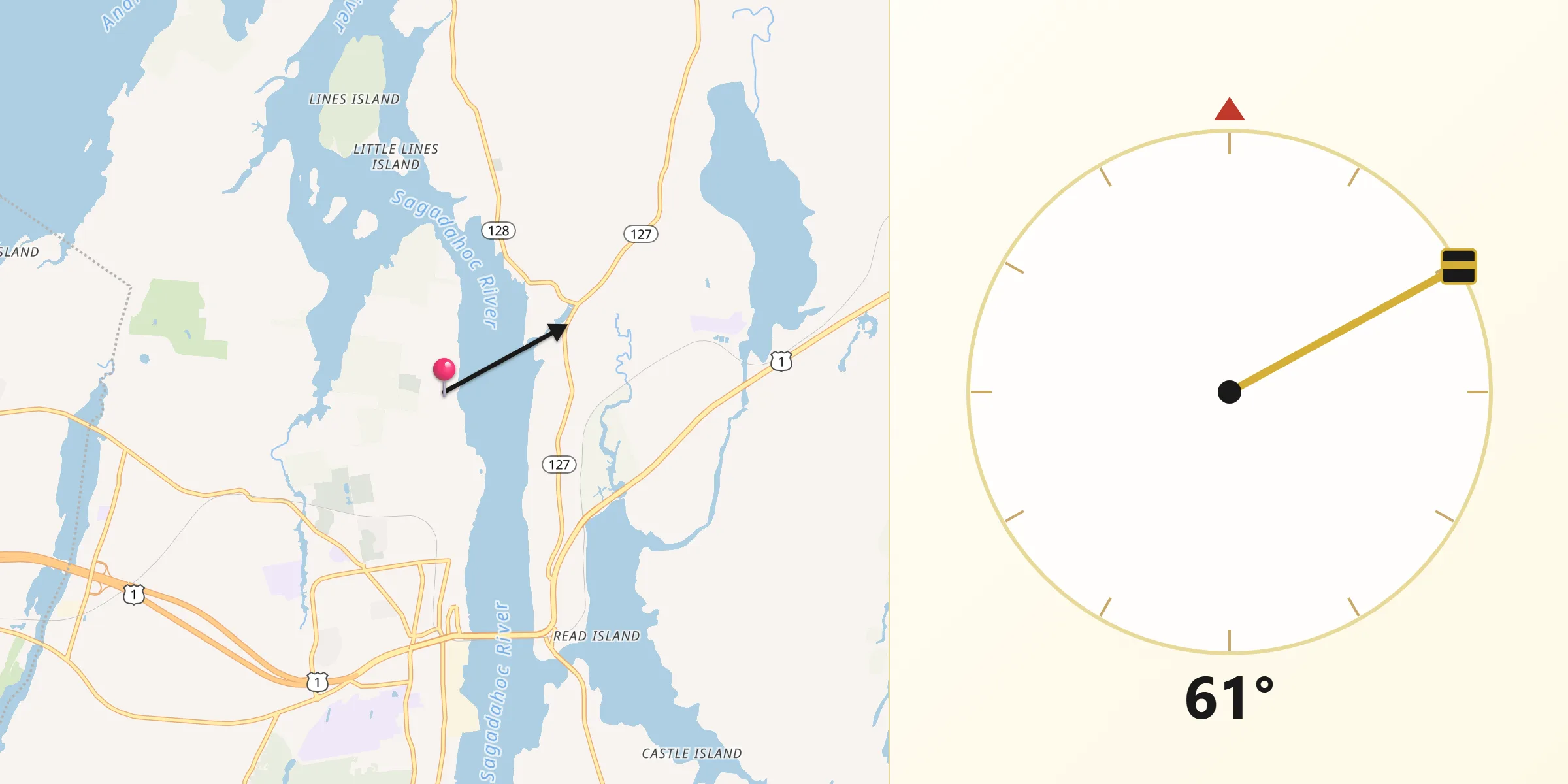 Qibla Direction from North Bath